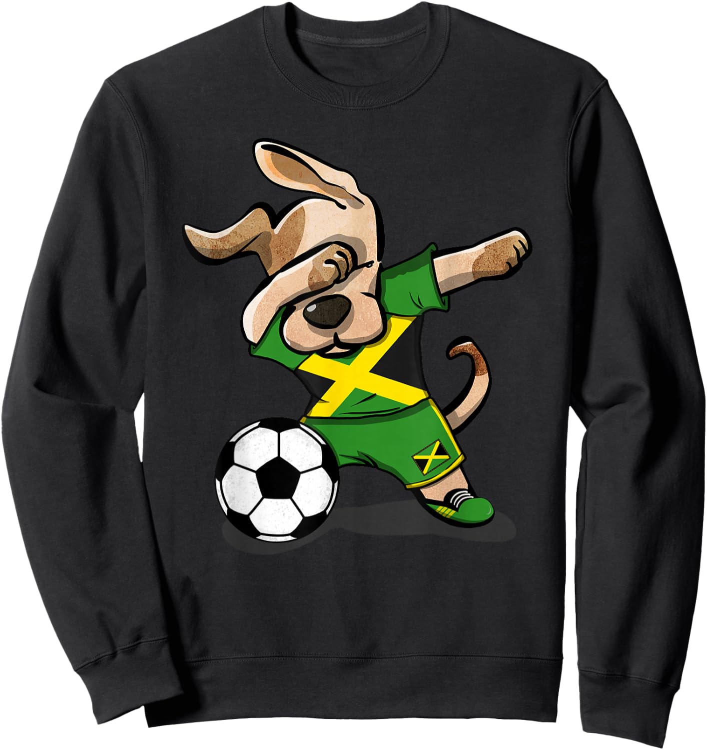 Dabbing Dog Jamaica Soccer Jamaican Flag Football Lover Gift Sweatshirt - Sweatshirt | Black