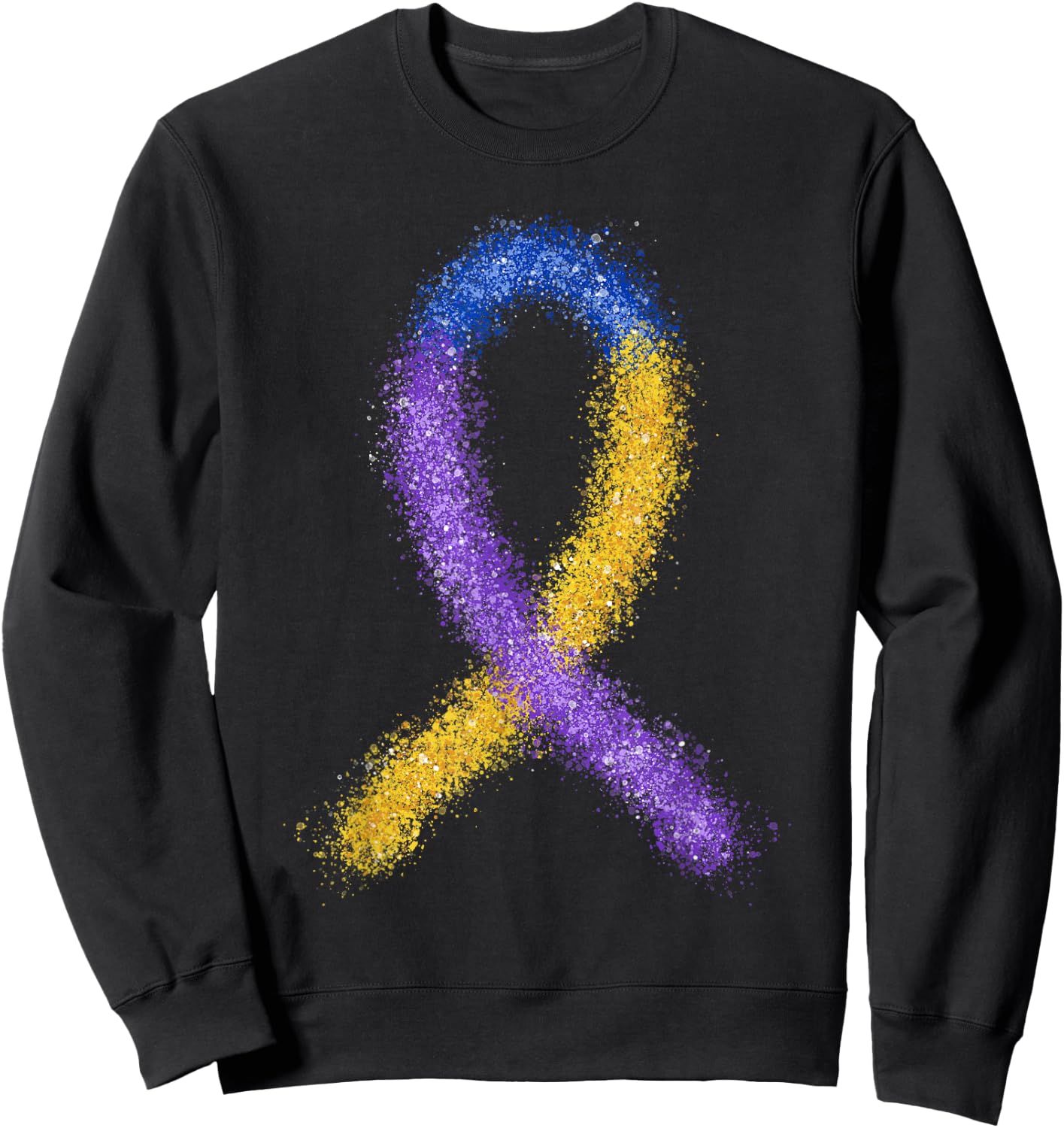 Paint Bladder Cancer Purple Blue And Yellow Ribbon Dysuria Sweatshirt - Sweatshirt | Black