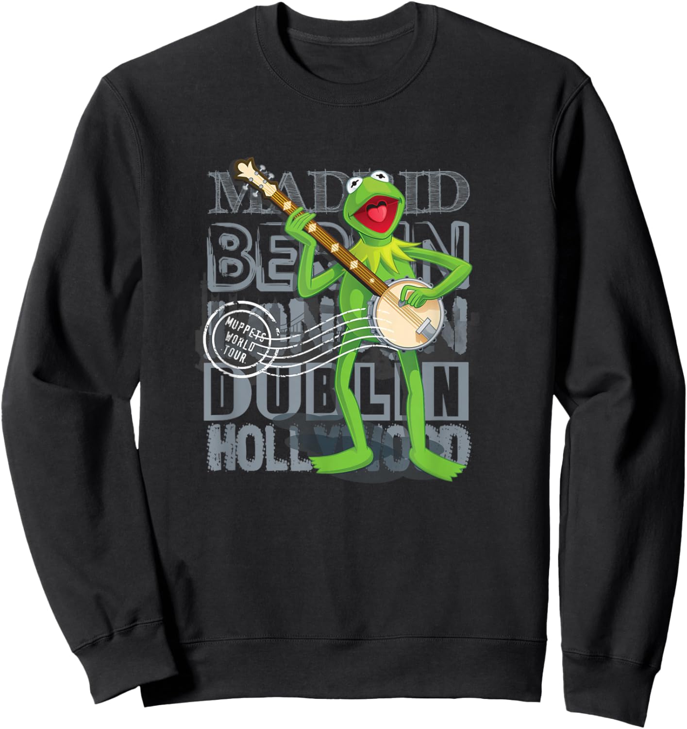 Disney The Muppets Vintage World Tour Kermit Banjo Poster Sweatshirt - Sweatshirt | Black