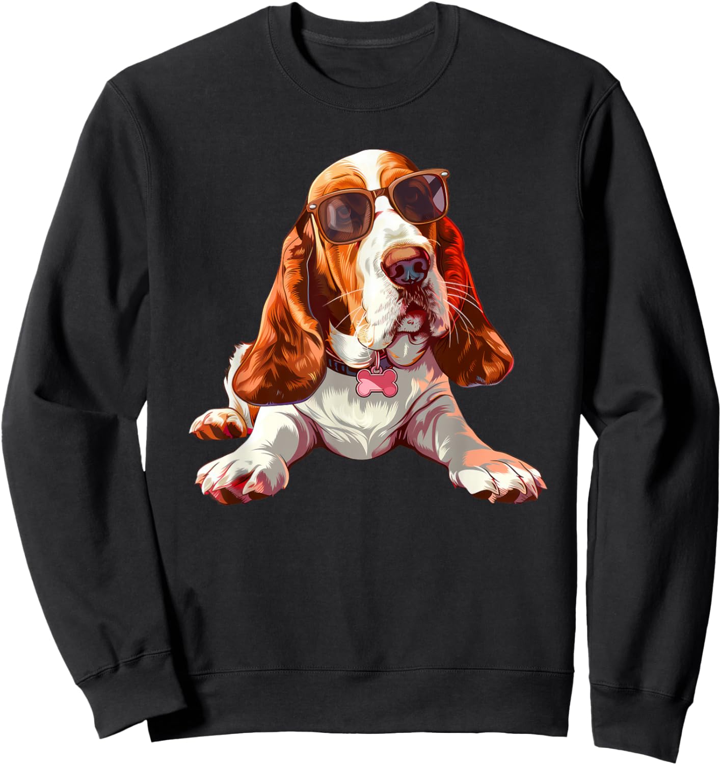 Basset Hound Dog Sunglasses Sweatshirt - Sweatshirt | Black