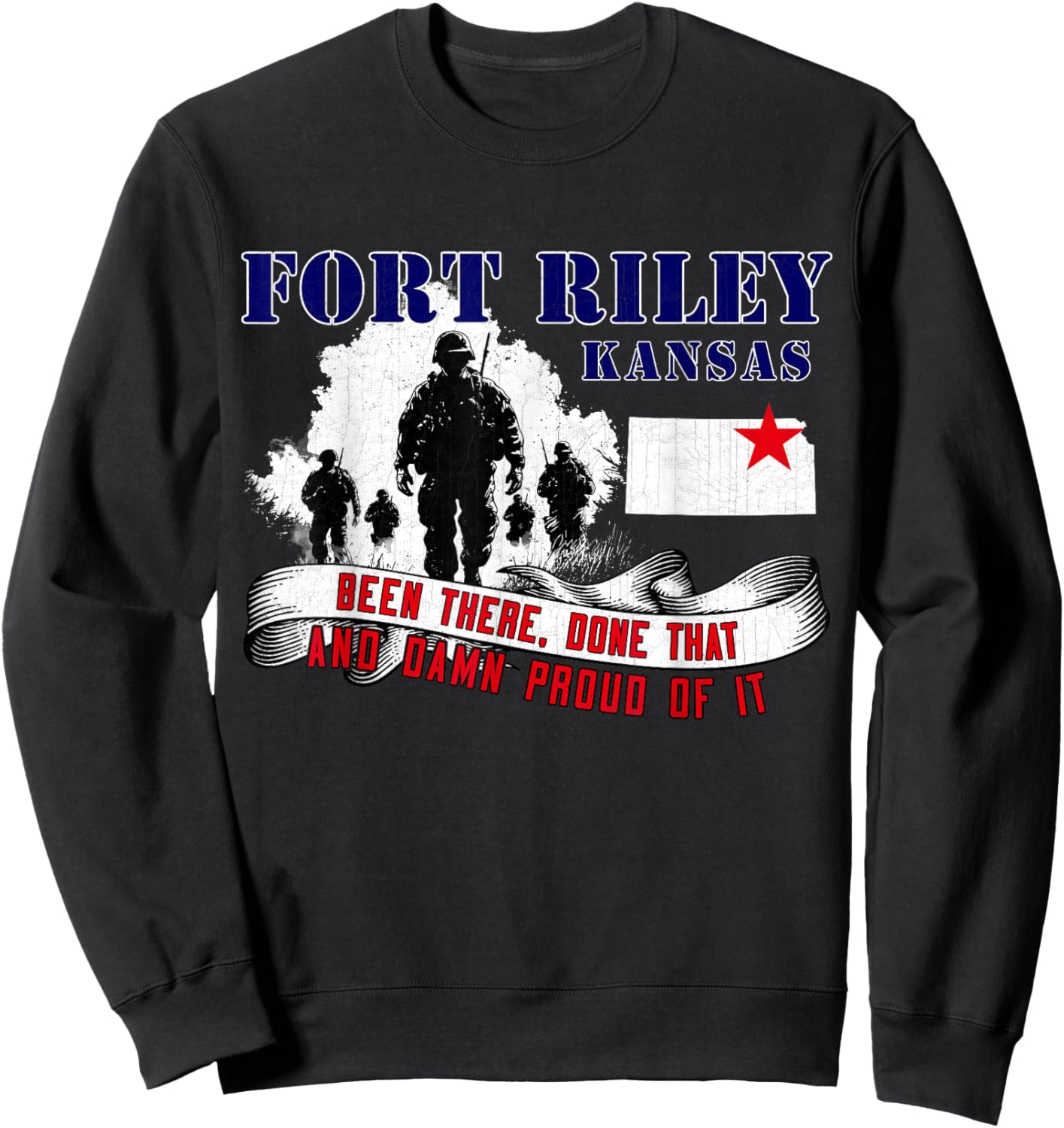 Fort Riley Kansas US Military Base Veterans Day Gifts Sweatshirt - Sweatshirt | Black