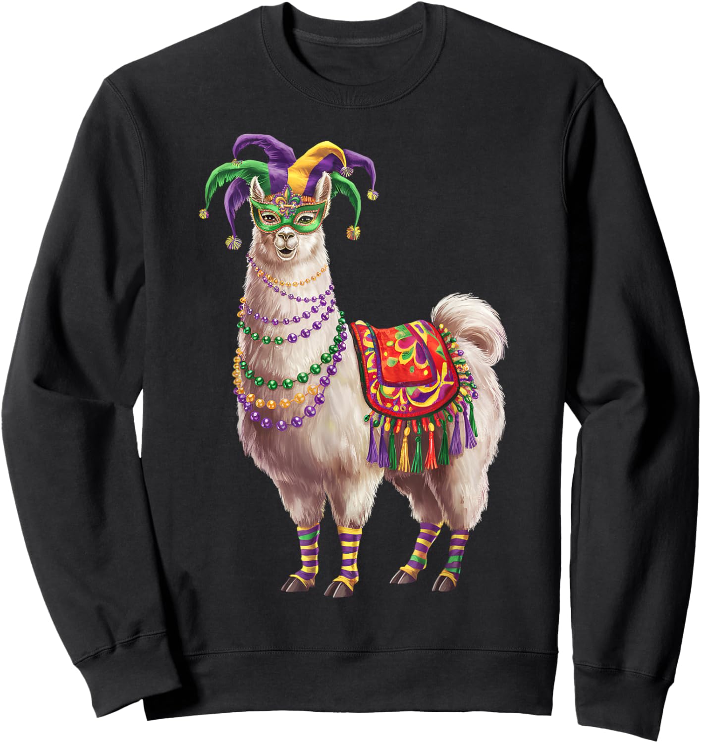 Mardi Gras Funny Llama No Probllama New Orleans Louisiana Sweatshirt - Sweatshirt | Black