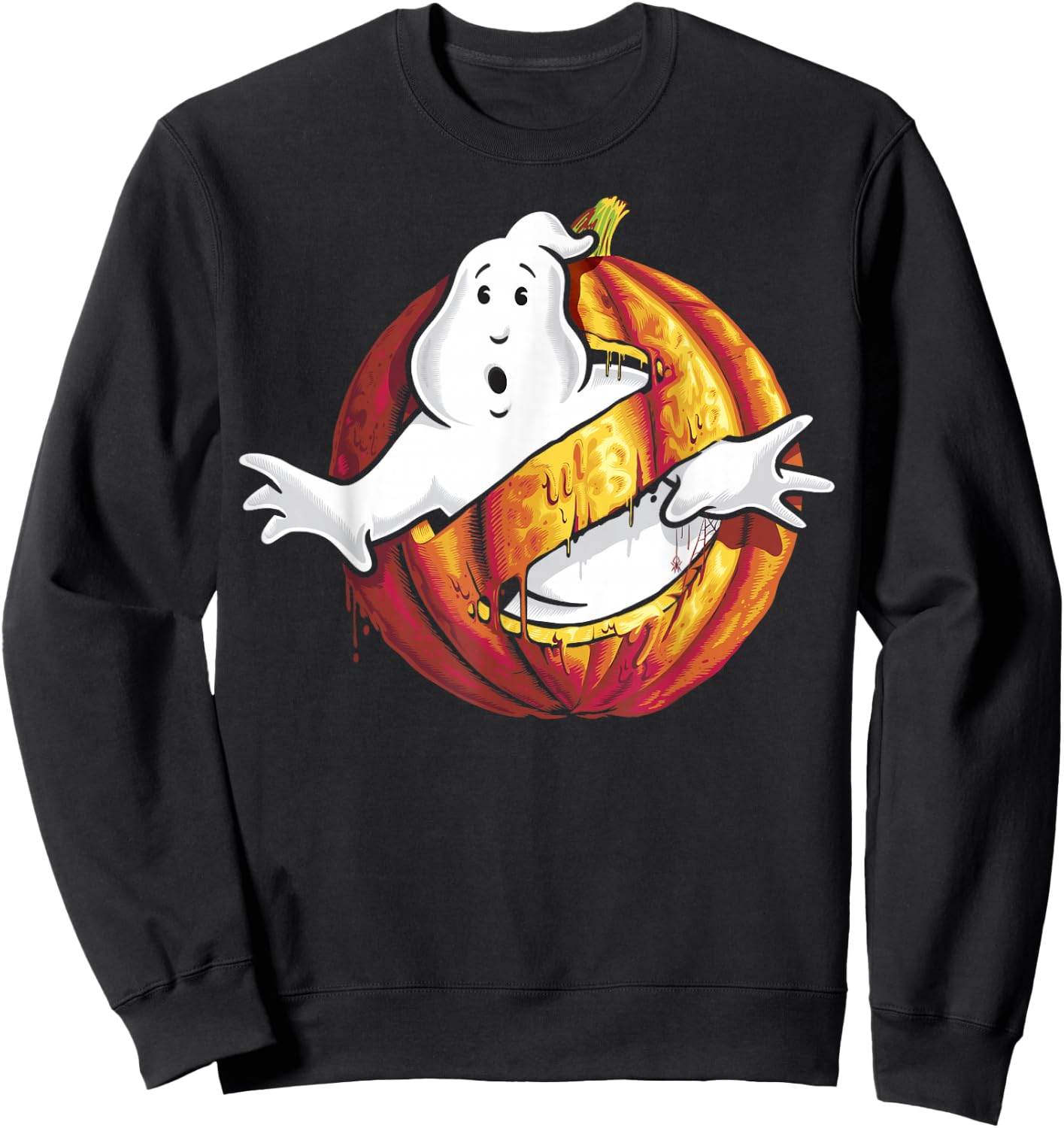 Ghostbusters Classic Logo Halloween Pumpkin Graphic Sweatshirt - Sweatshirt | Black