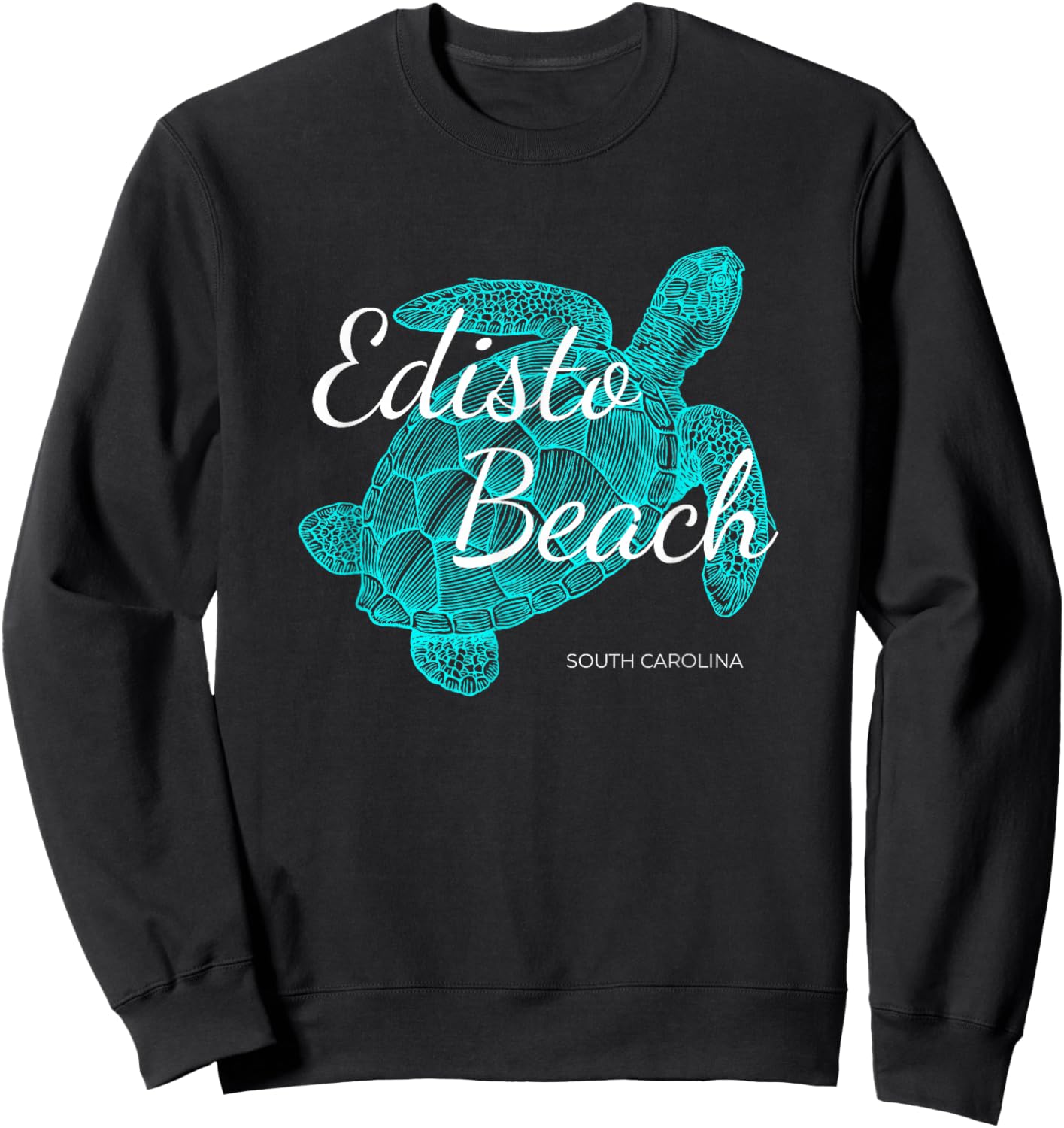 Edisto Beach South Carolina Vacation With A Turtle Graphic Sweatshirt - Sweatshirt | Black
