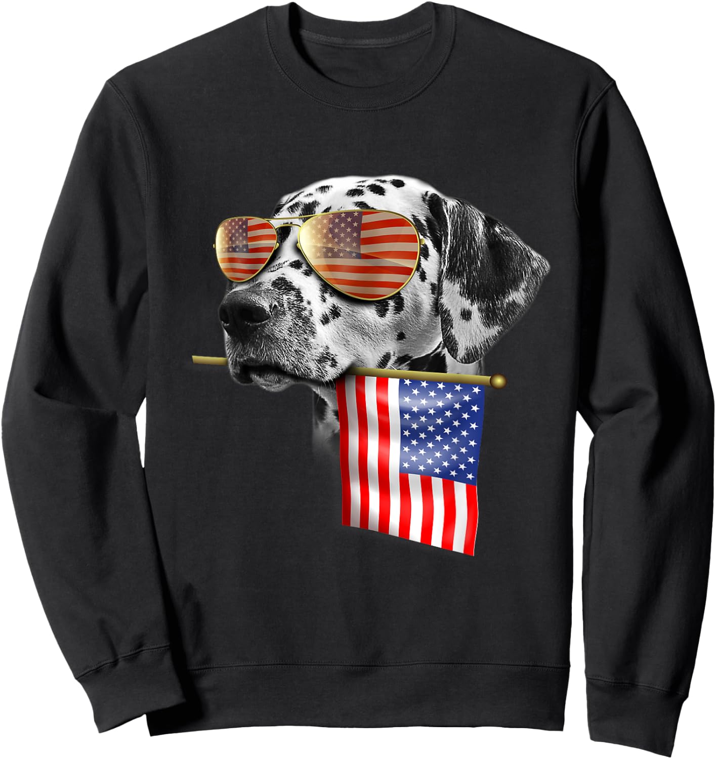 4th of July Shirt Fun American Flag Dalmatian Dog Lover Gift Sweatshirt - Sweatshirt | Black