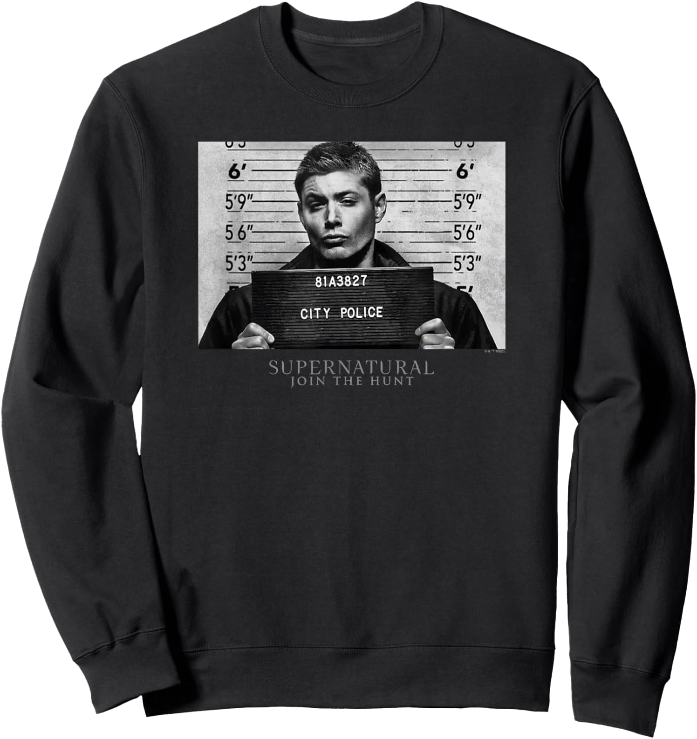 Supernatural Dean Winchester City Police Mugshot Portrait Sweatshirt - Sweatshirt | Black