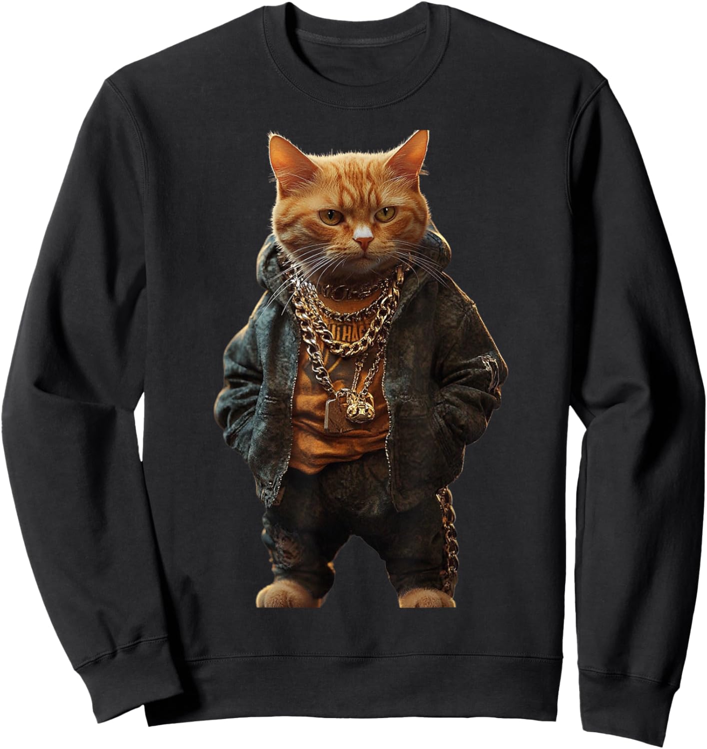 Thug Gangster Life Cat For Hip Hop Fans Meme and Cat lovers Women Girls Kids Sweatshirt - Sweatshirt | Black