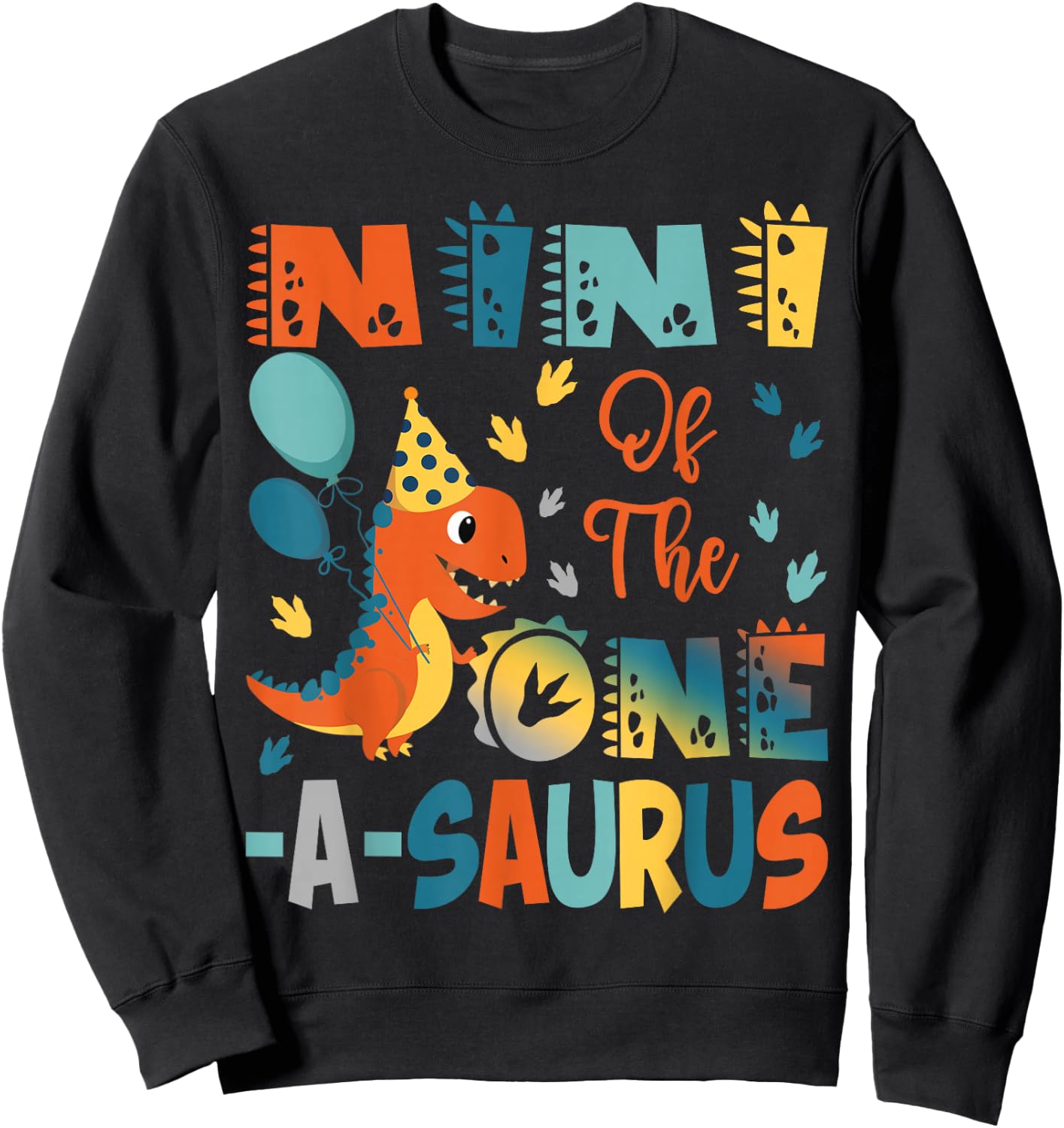 Nini Of The One-A-Saurus 2Nd Birthday Dinosaur Party Sweatshirt - Sweatshirt | Black