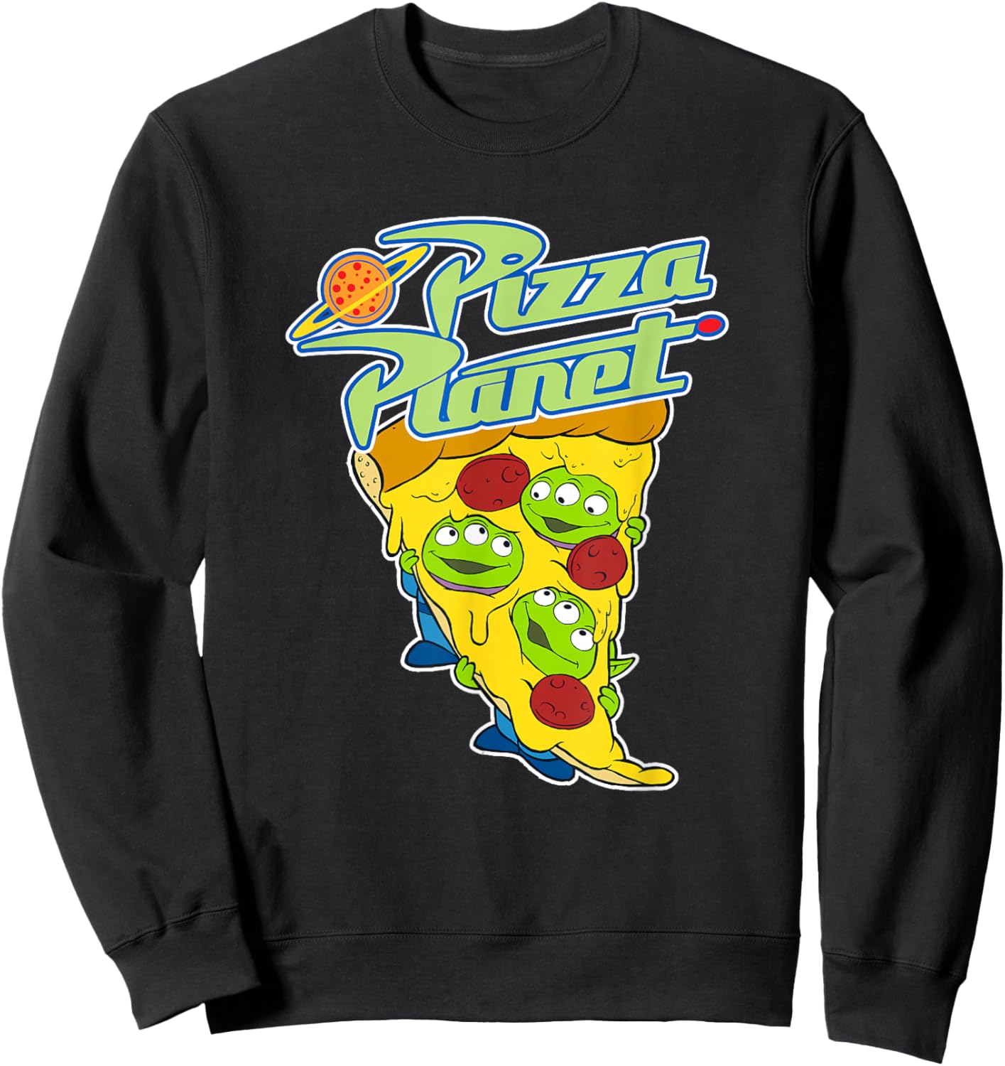 Disney Pixar Toy Story Pizza Planet Triple Slice Cute Aliens Sweatshirt - Sweatshirt | Black