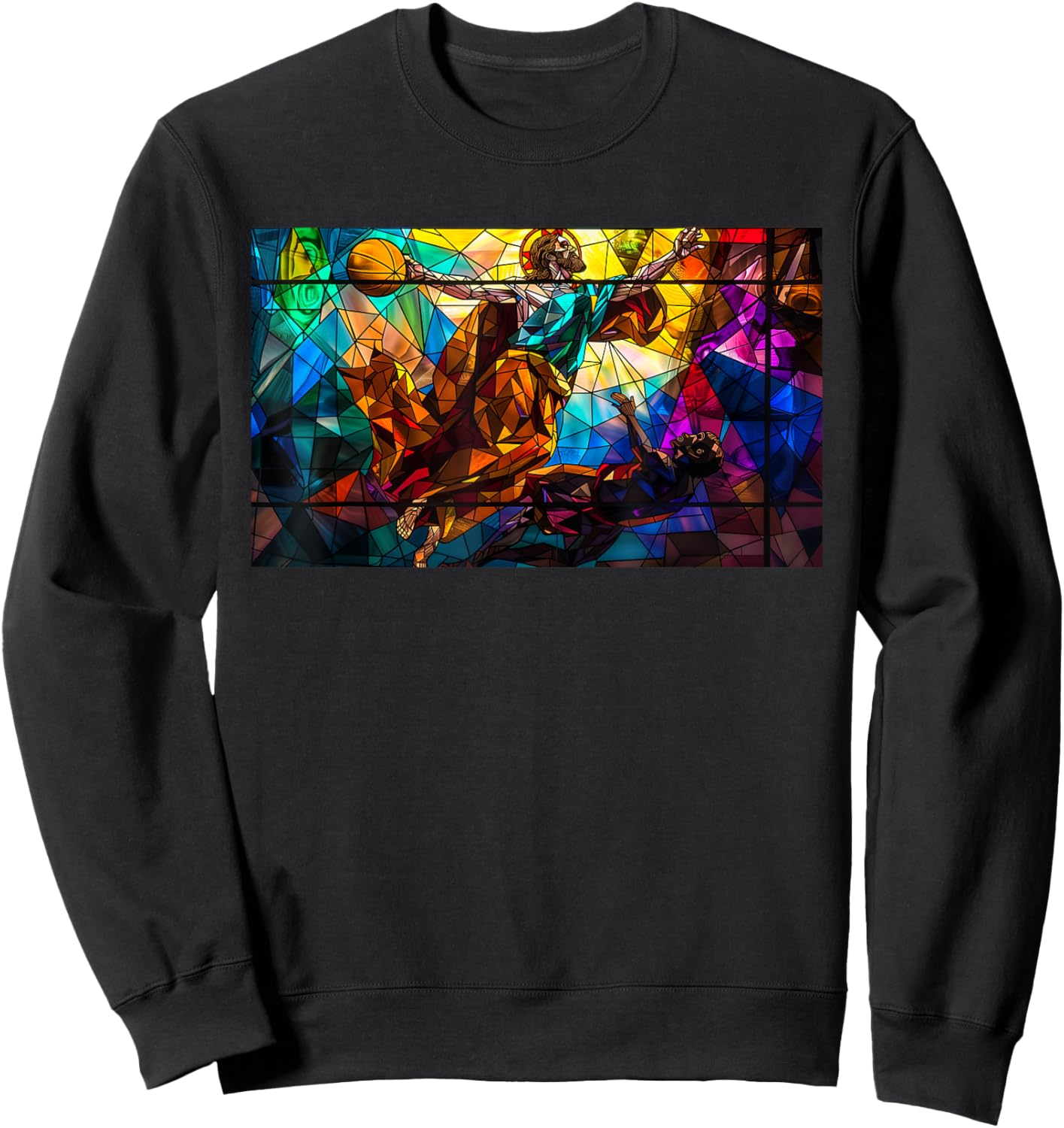 Funny Jesus Dunking Over The Devil Christian Sweatshirt - Sweatshirt | Black