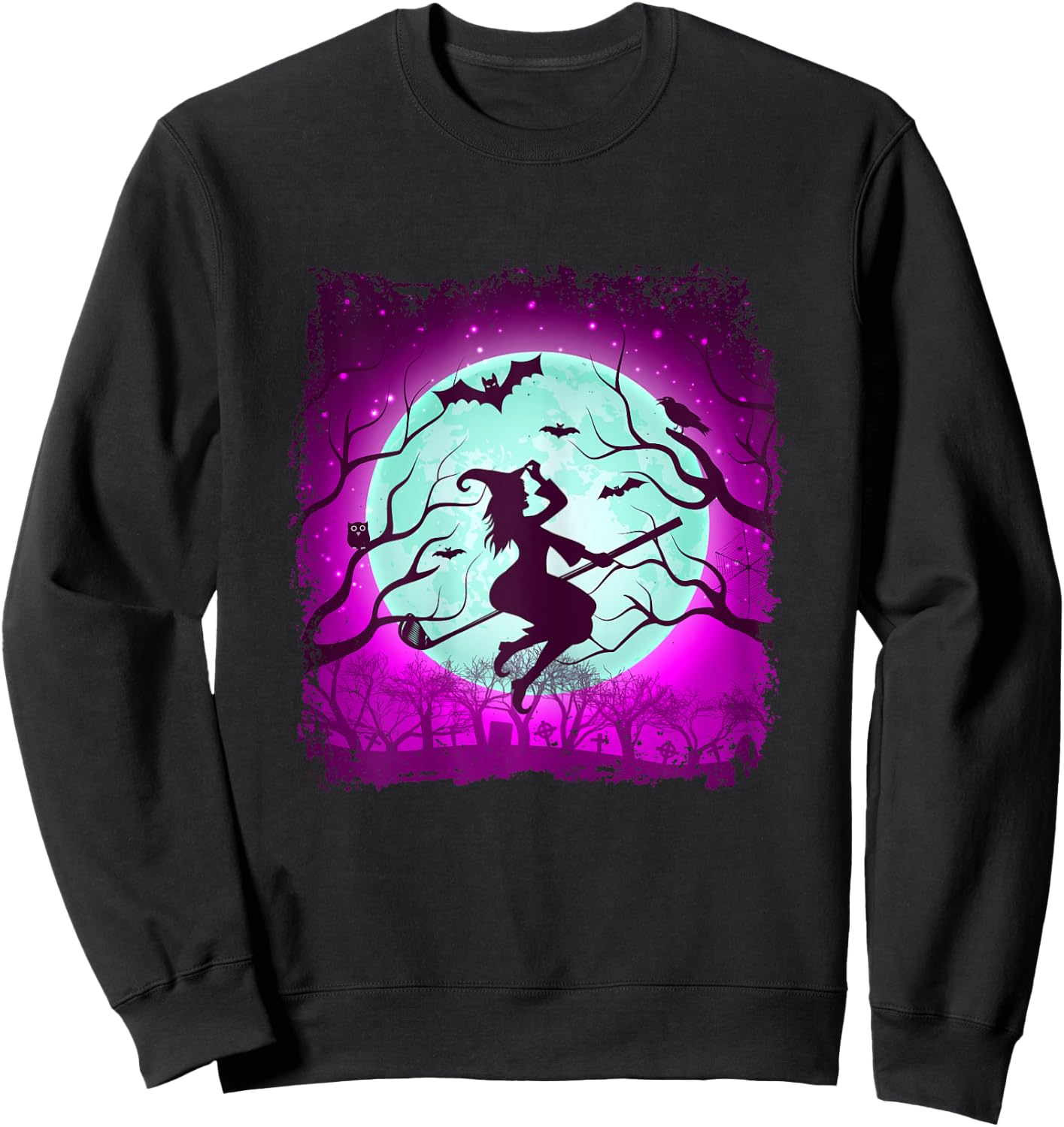 Golf Witch Riding Golf Stick Funny Halloween Golf Player Sweatshirt - Sweatshirt | Black