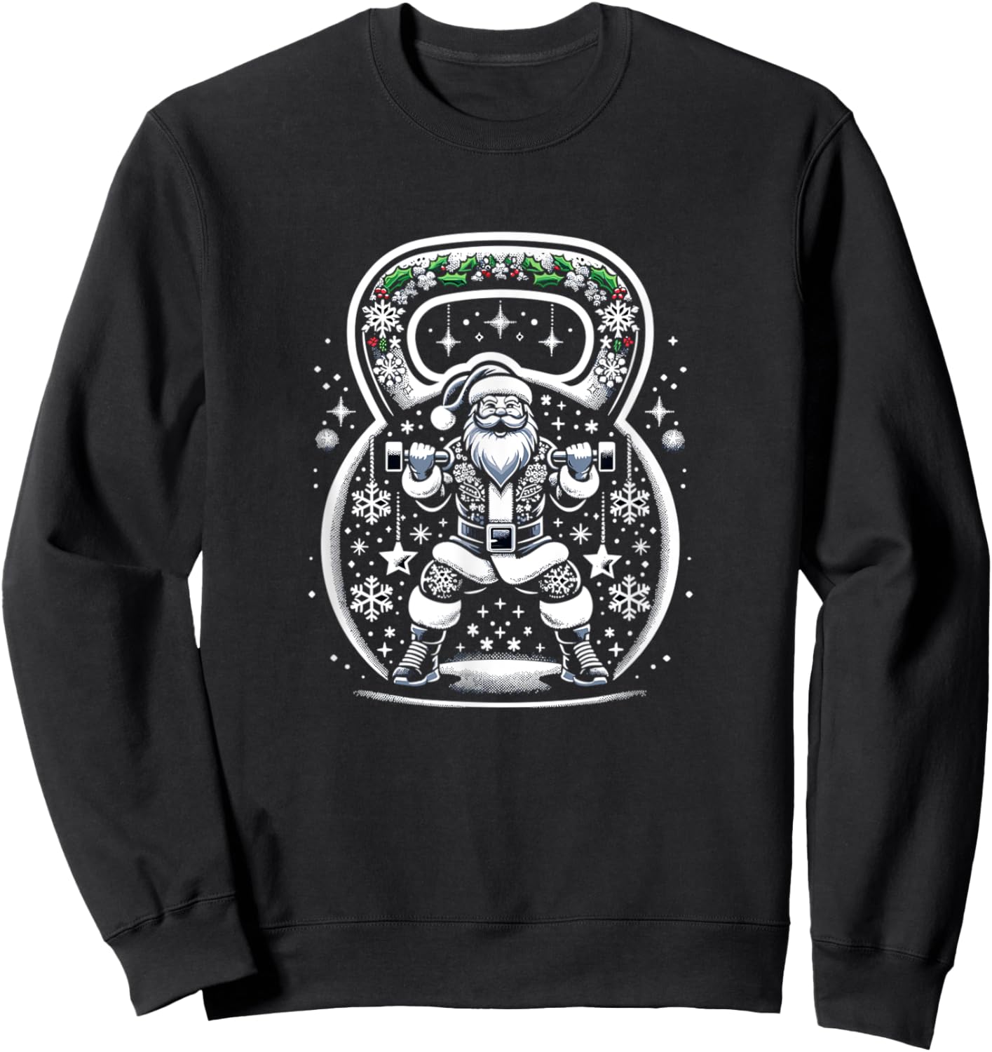 Buff Santa Kettlebell Christmas Sweatshirt - Sweatshirt | Black