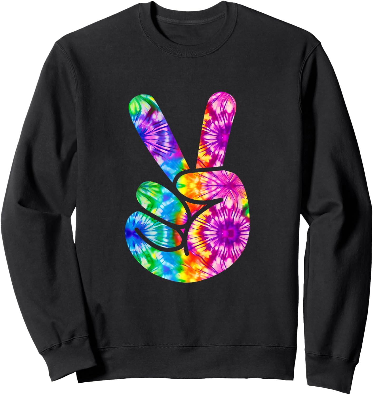 Tie Dye Groovy Peace Sign 70s Hippie Vintage Girls and Women Sweatshirt - Sweatshirt | Black
