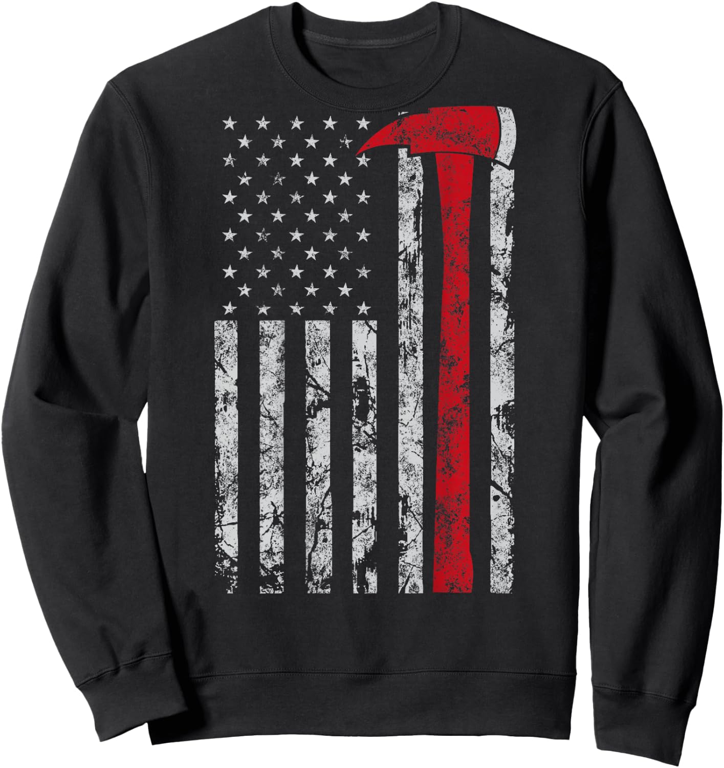 Thin red line Axe American Flag Patriot Firefighter Gift Sweatshirt - Sweatshirt | Black