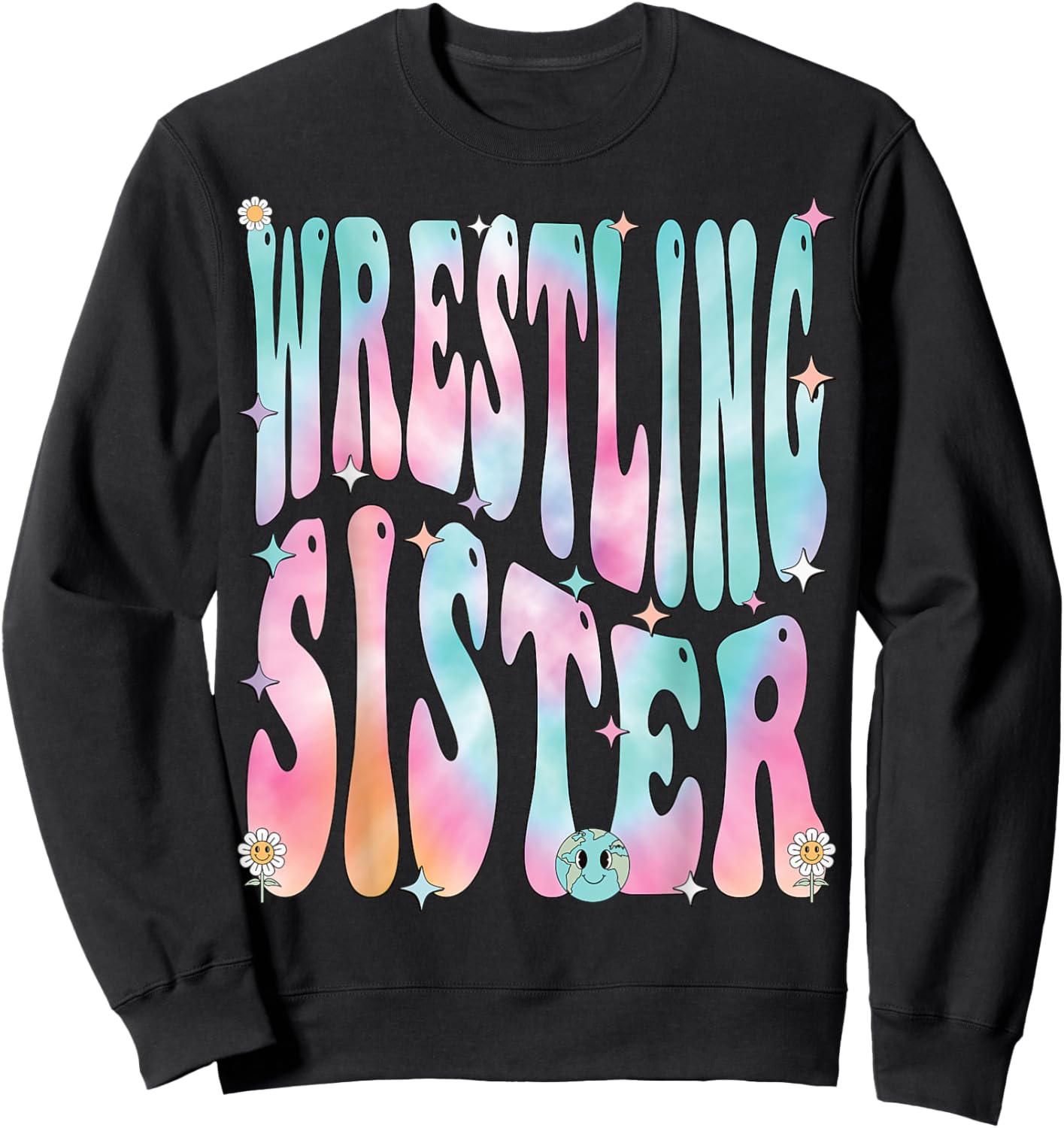 Wrestling Sister Groovy, Wrestling Sister Sweatshirt - Sweatshirt | Black