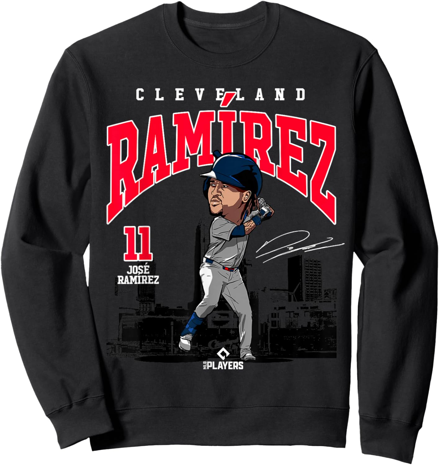 José Ramírez | Cleveland Baseball MLB Players | MLBJRAM4030 Sweatshirt - Sweatshirt | Black