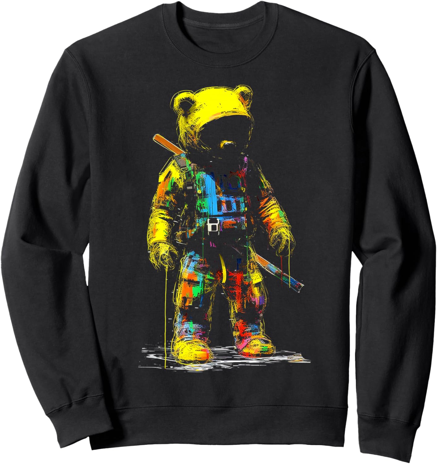 Bear Painting Drawing Colorful Animal Art Bear Sweatshirt - Sweatshirt | Black
