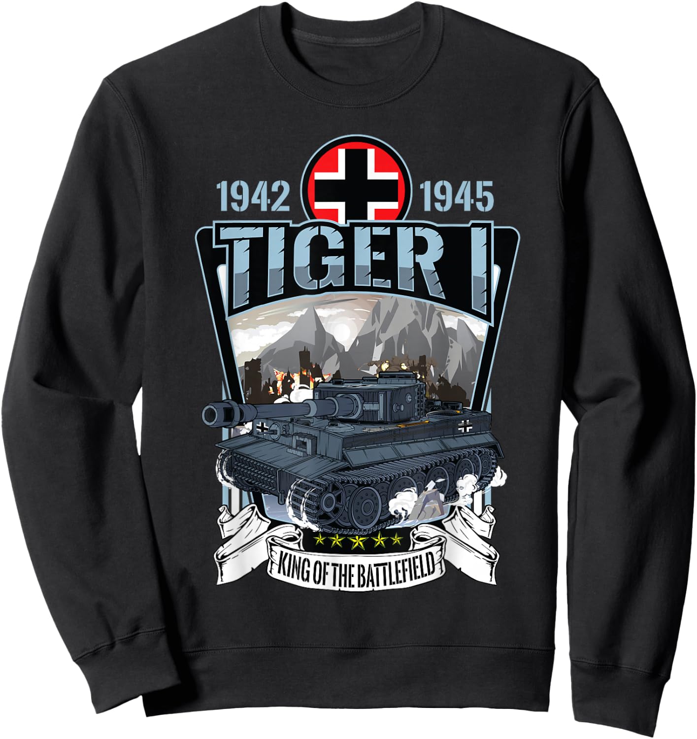 Vintage World War 2 German Tank Tiger I (1) Gift Sweatshirt - Sweatshirt | Black
