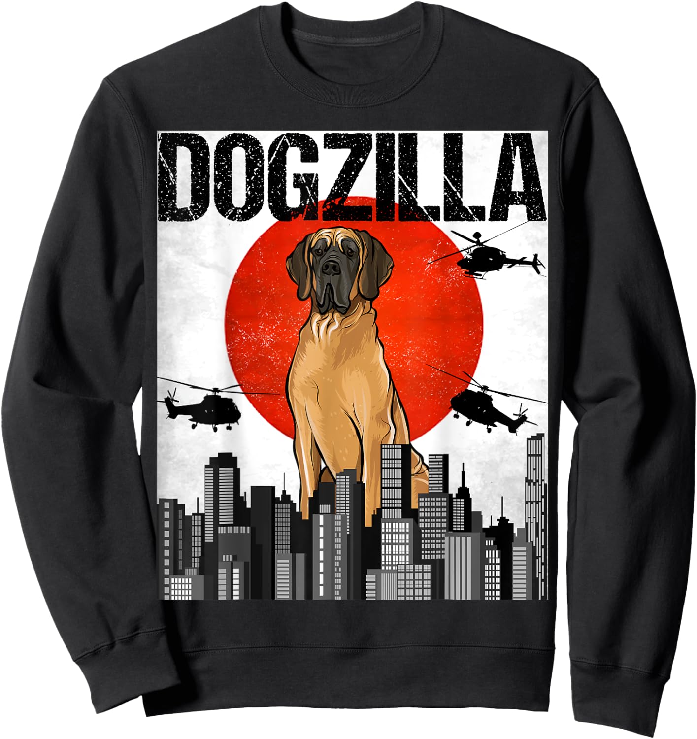 Funny Vintage Japanese Dogzilla Brown Great Dane Sweatshirt - Sweatshirt | Black