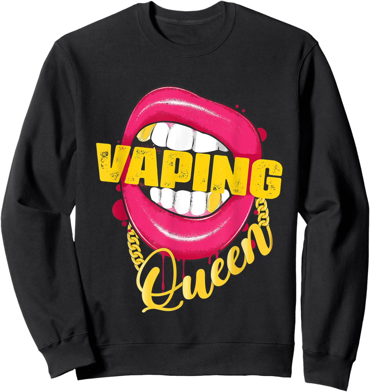 Vaping Queen Golden Necklace Vape woman Sweatshirt - Sweatshirt | Black