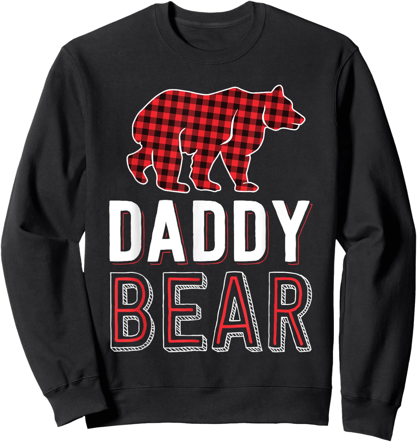 Daddy Bear Dad Red Buffalo Plaid Matching Family Christmas Sweatshirt - Sweatshirt | Black