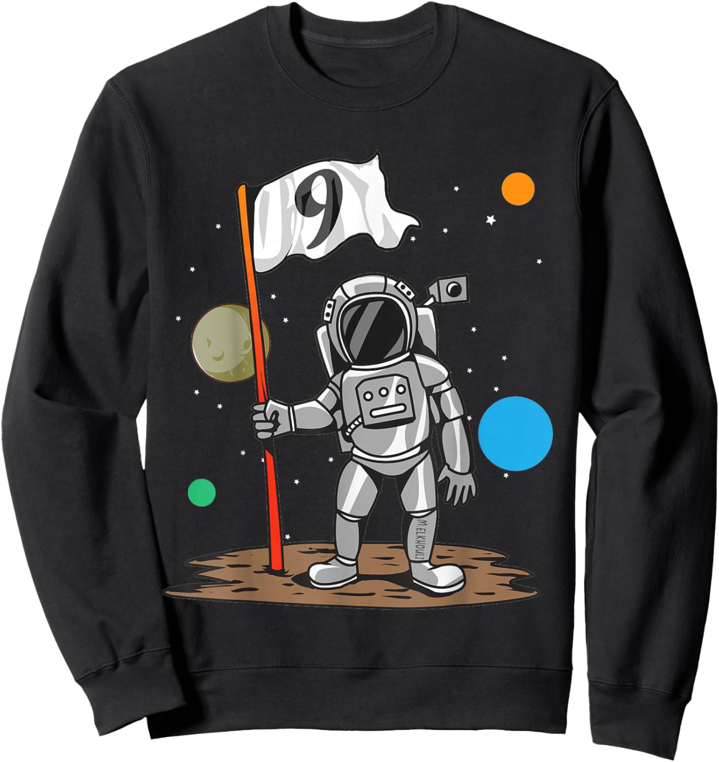 9th Birthday Party Outer Astrology | 9 Years Astronaut Space Sweatshirt - Sweatshirt | Black