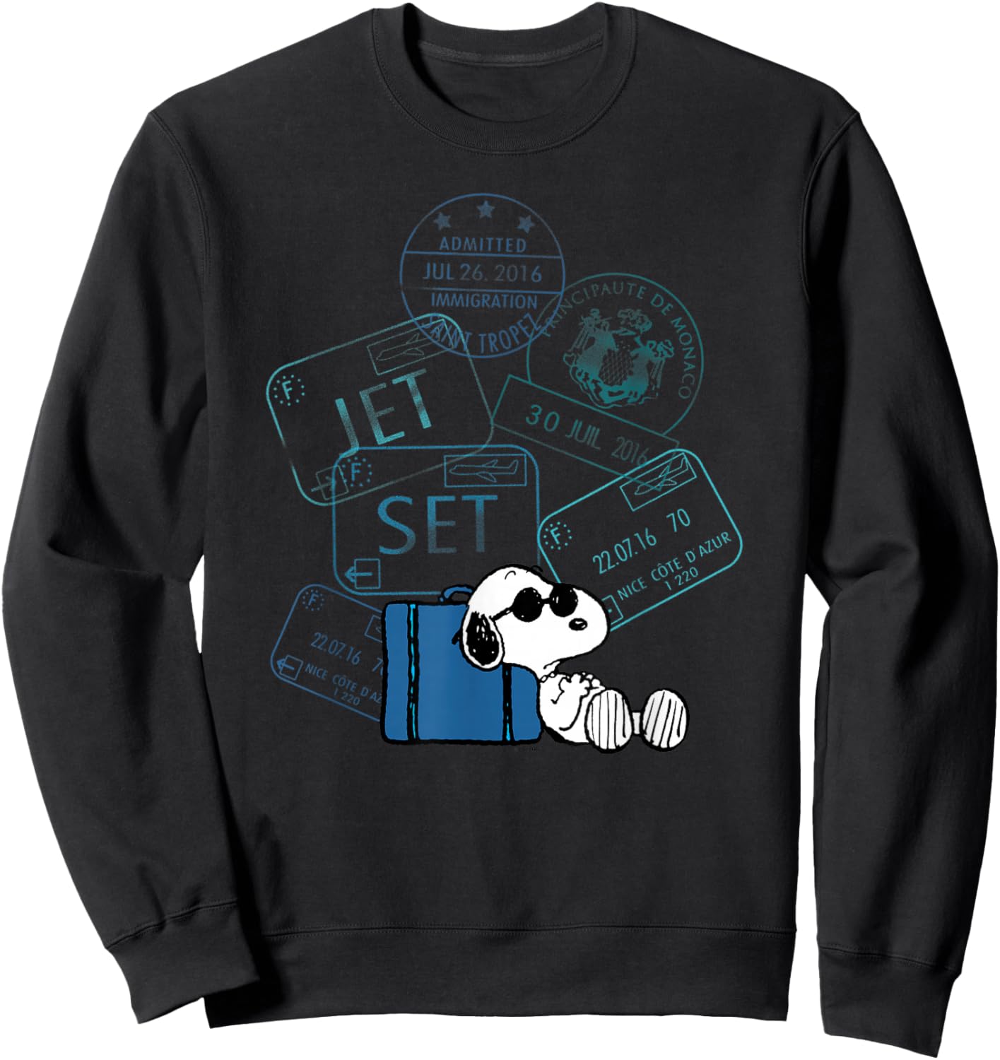 Peanuts - Snoopy Travel Stamps Sweatshirt - Sweatshirt | Black