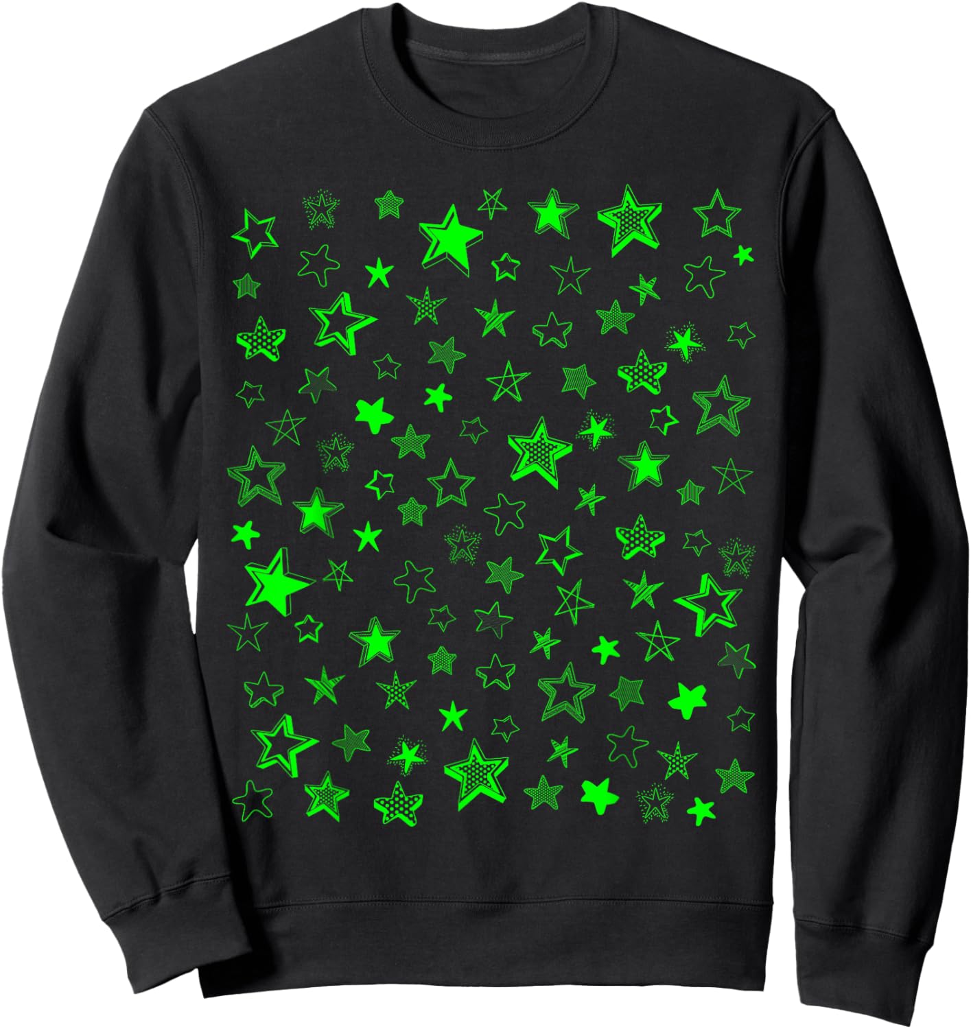 100 Days of School Teachers Kids Child Smarter Green Stars Sweatshirt - Sweatshirt | Black