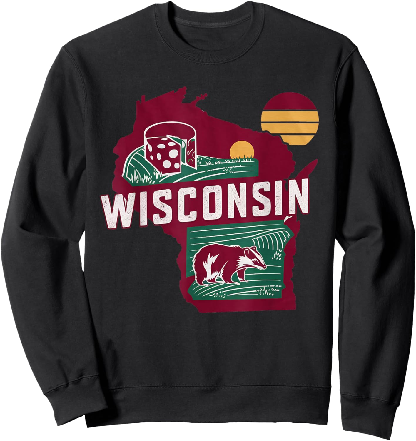 Wisconsin State of Wisconsin Retro Wisconsin Sweatshirt - Sweatshirt | Black