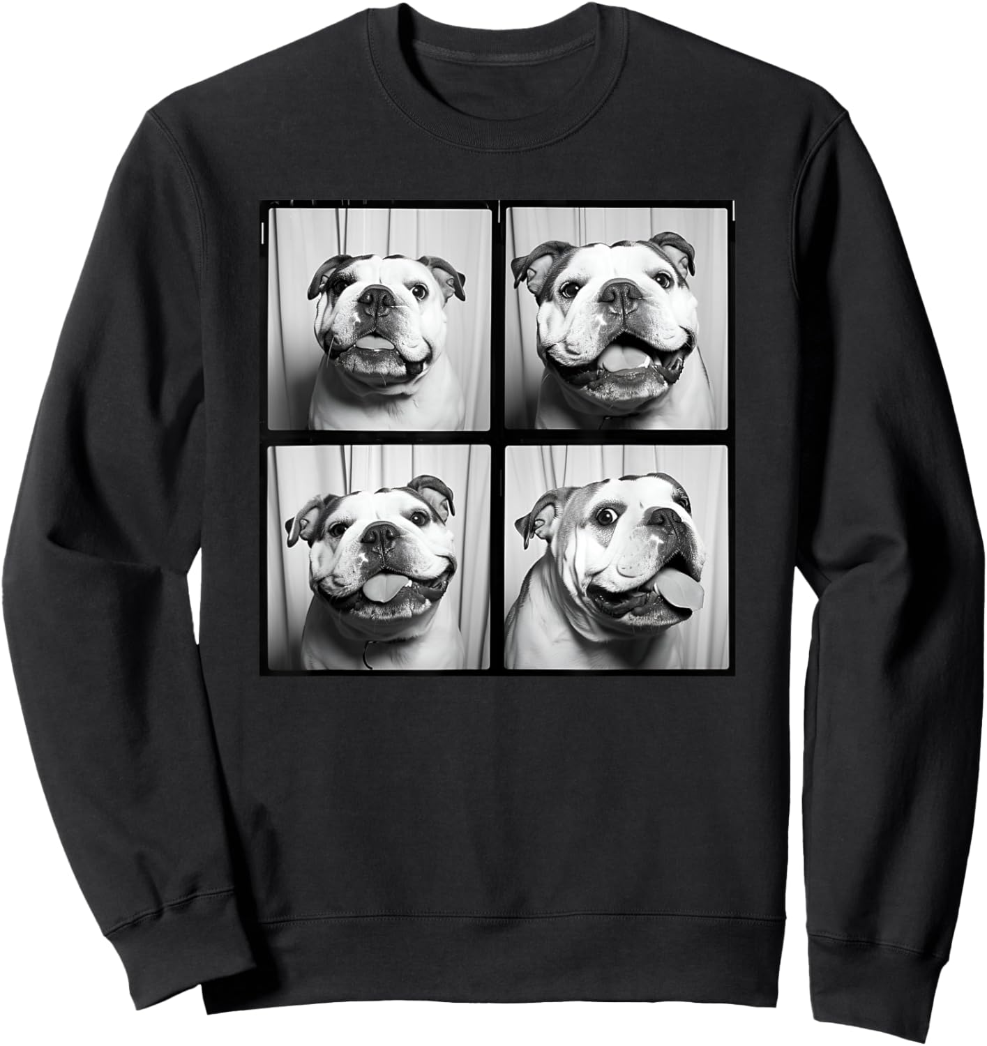 English Bulldog Puppy Face Pet Portrait Bulldog Mom Sweatshirt - Sweatshirt | Black