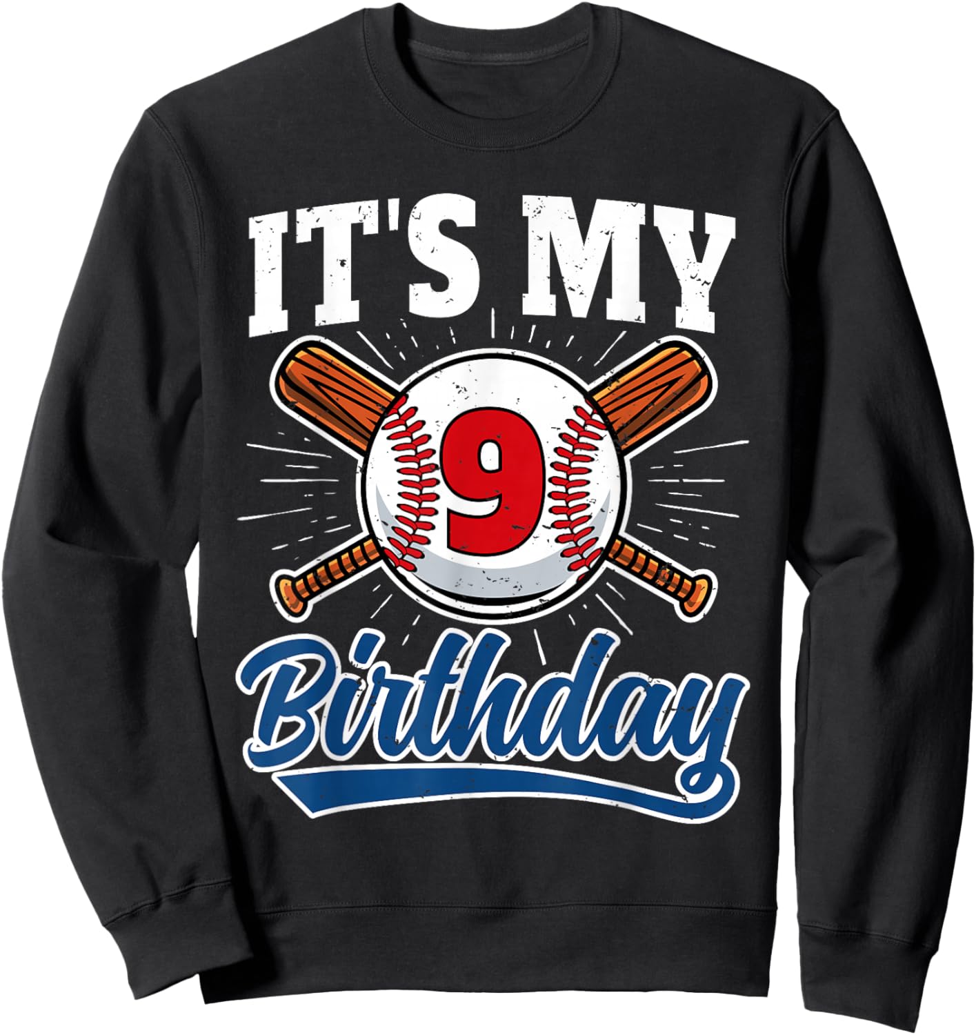 9 Years Old Kids Baseball Player 9th Birthday Party Boys Sweatshirt - Sweatshirt | Black