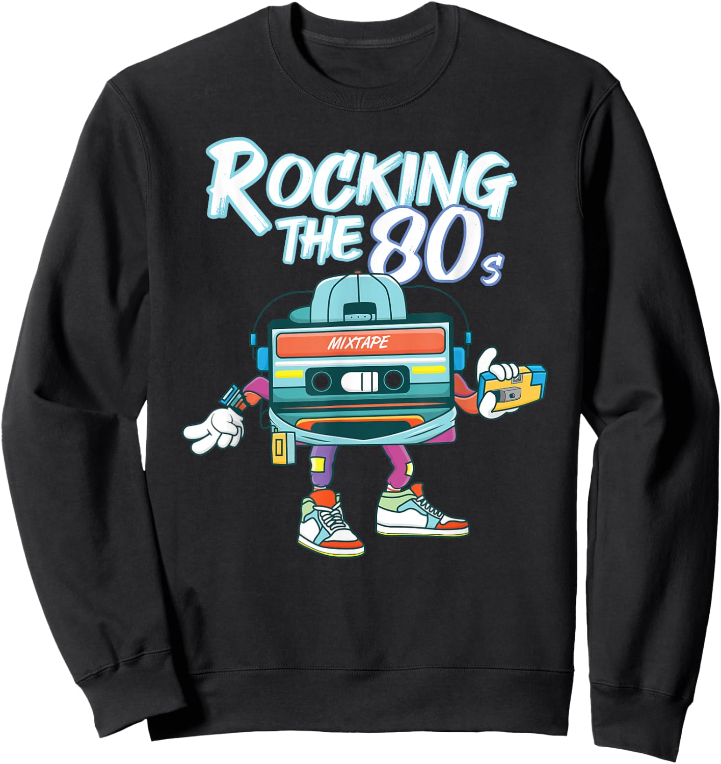 Retro 80s Rocking The 80s Mixtape Vintage Classic 1980s Sweatshirt - Sweatshirt | Black