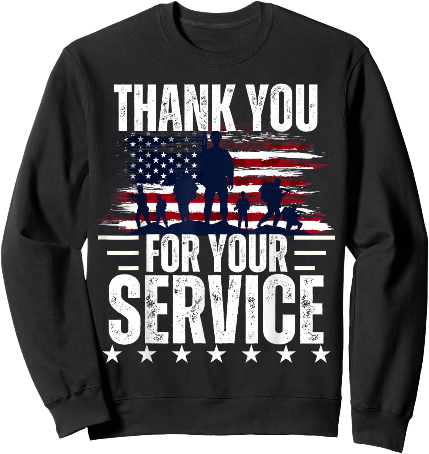 Vintage Veteran Thank You for Your Service Veteran's Day Sweatshirt - Sweatshirt | Black