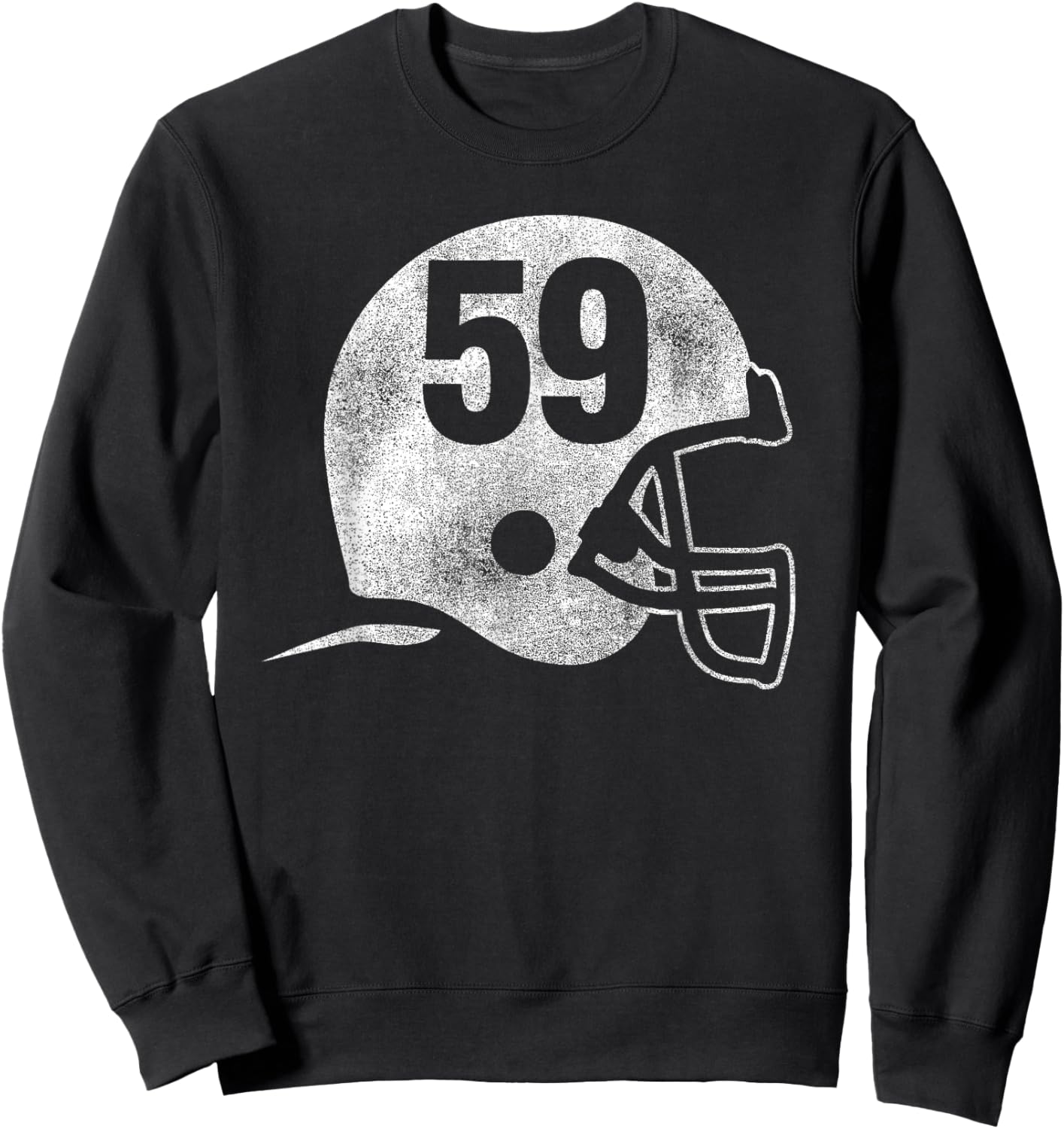 Vintage Football Helmet Player Number 59 Sweatshirt - Sweatshirt | Black
