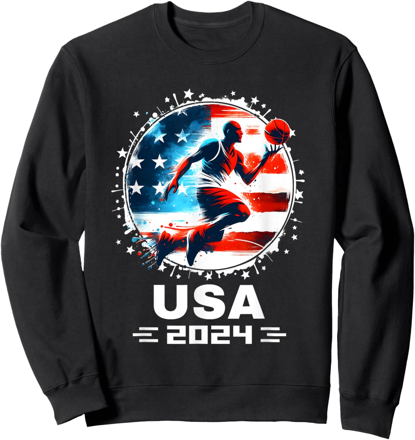 USA Team 2024 Basketball Shirt 2024 Basketball Apparel 2024 Sweatshirt - Sweatshirt | Black