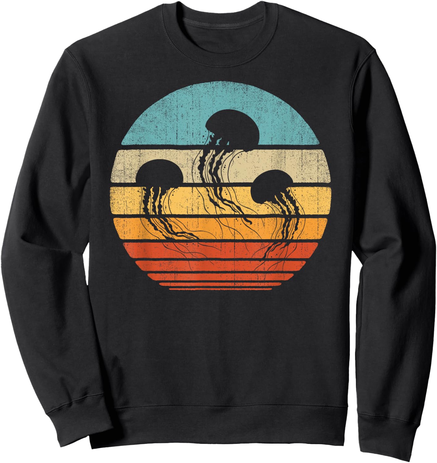 Jellyfish Retro Vintage 60s 70s Sunset Sea Animal Lovers Men Sweatshirt - Sweatshirt | Black
