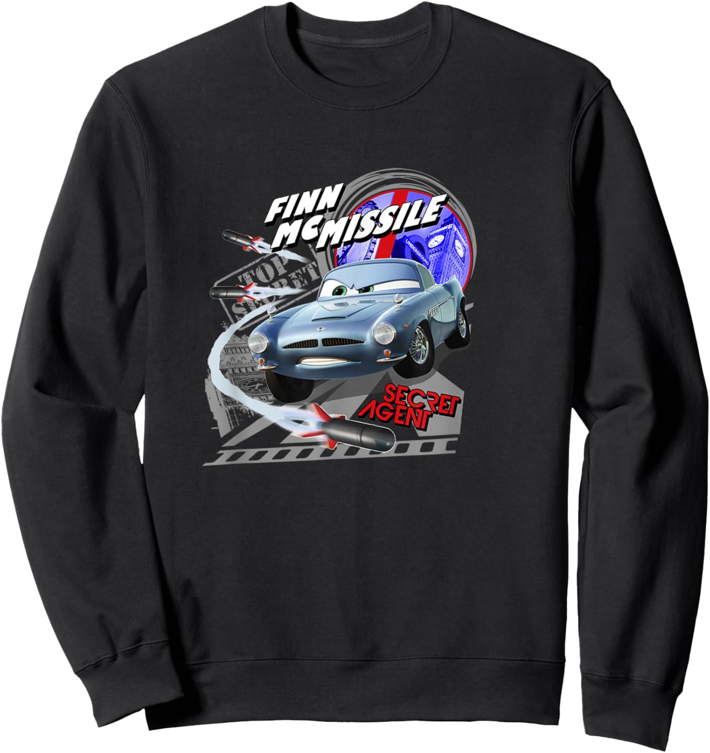 Disney Pixar Cars 2 Finn McMissile Secret Agent Poster Sweatshirt - Sweatshirt | Black