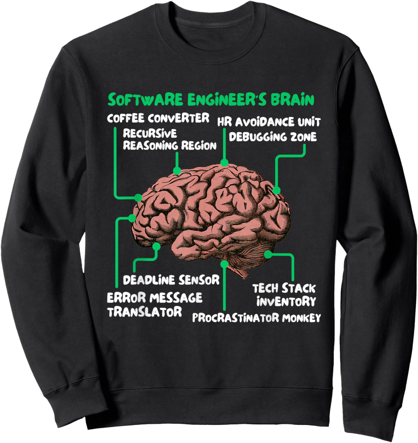 Software Engineer's Brain Funny Tech Sweatshirt - Sweatshirt | Black