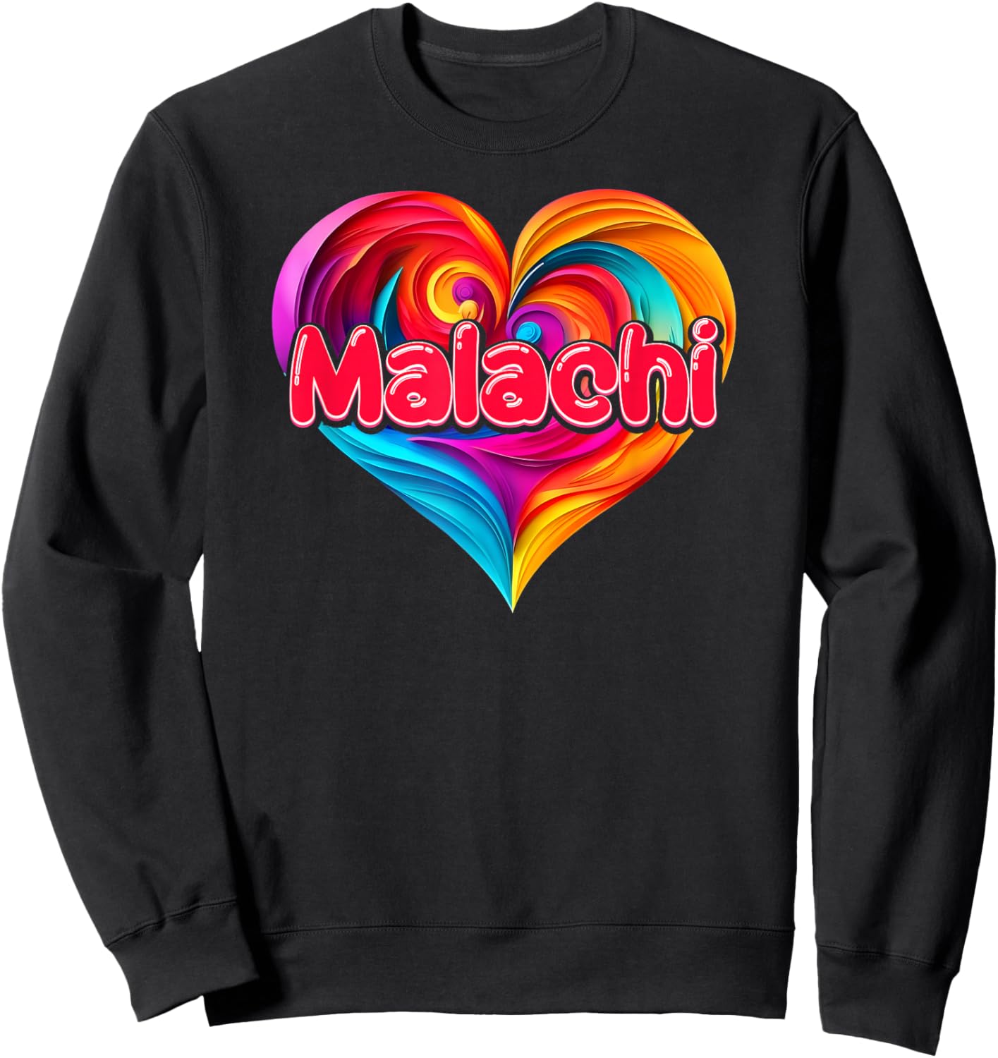 I Heart Love Malachi First Name Colorful Named Sweatshirt - Sweatshirt | Black