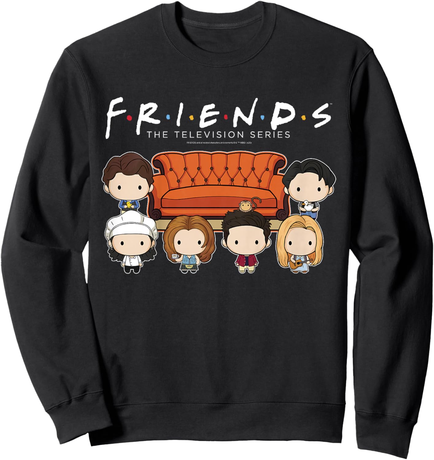 Kids Friends Chibi Couch Crew Sweatshirt - Sweatshirt | Black