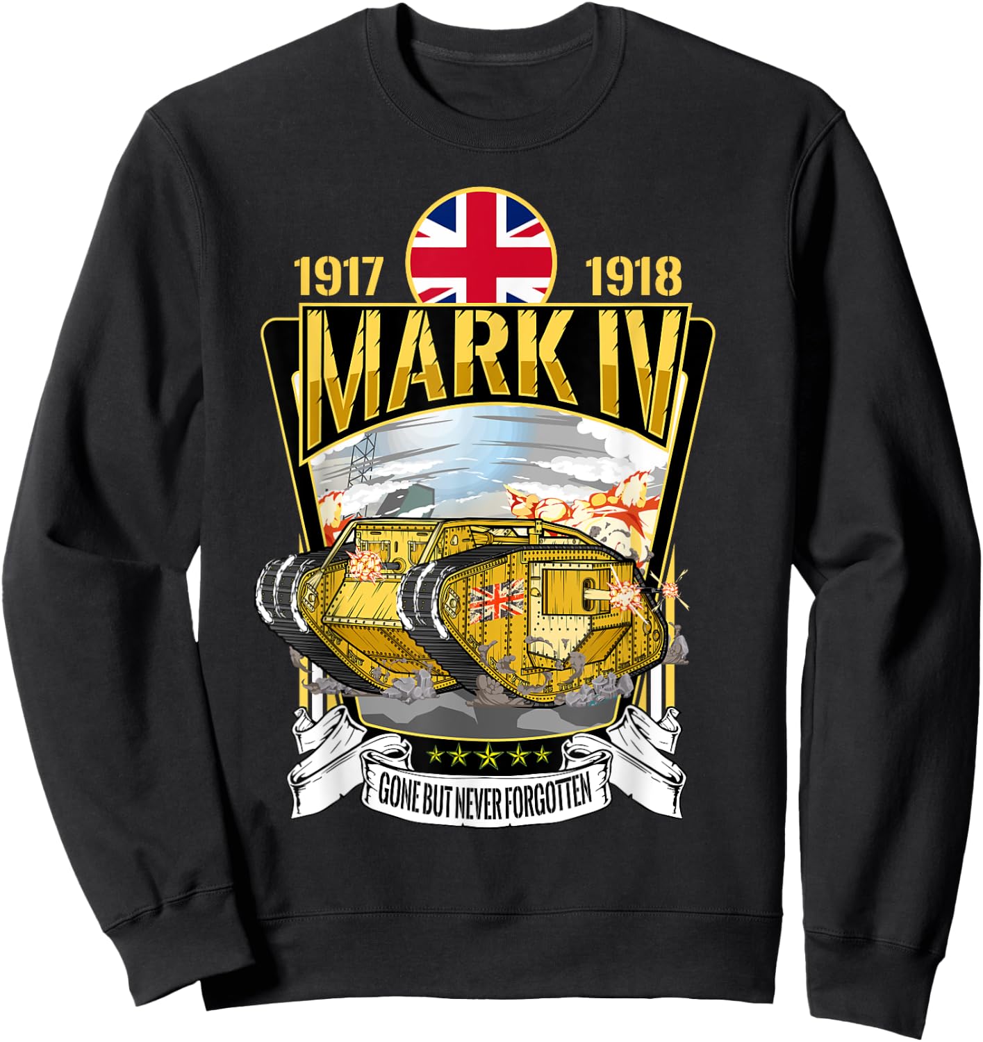 Vintage World War 1 British Tank Mark IV Male WW1 gift Sweatshirt - Sweatshirt | Black