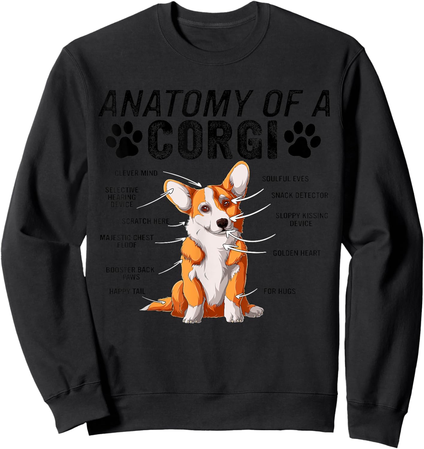 Anatomy of a Corgi Dog Funny Corgi Sweatshirt - Sweatshirt | Black