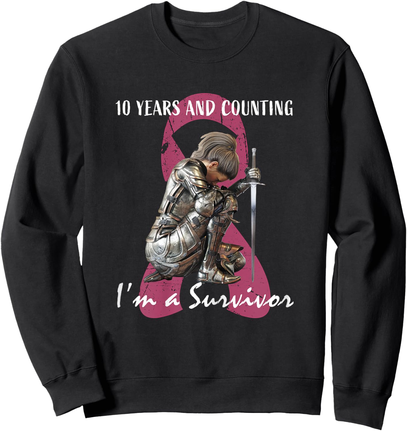 10 Years Cancer Free Gifts 10 Year Breast Cancer Survivor Sweatshirt - Sweatshirt | Black