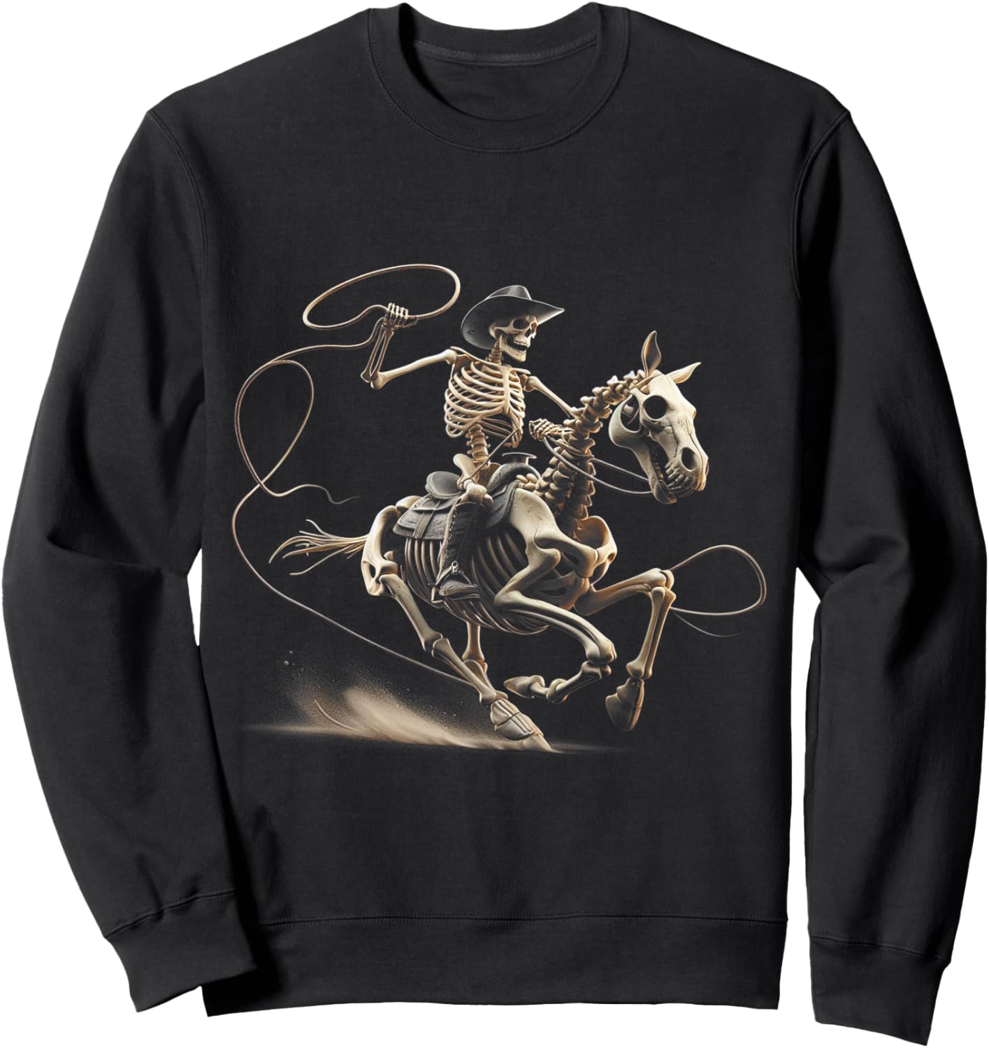 Halloween Cowboy Horse Skeleton Costume Sweatshirt - Sweatshirt | Black
