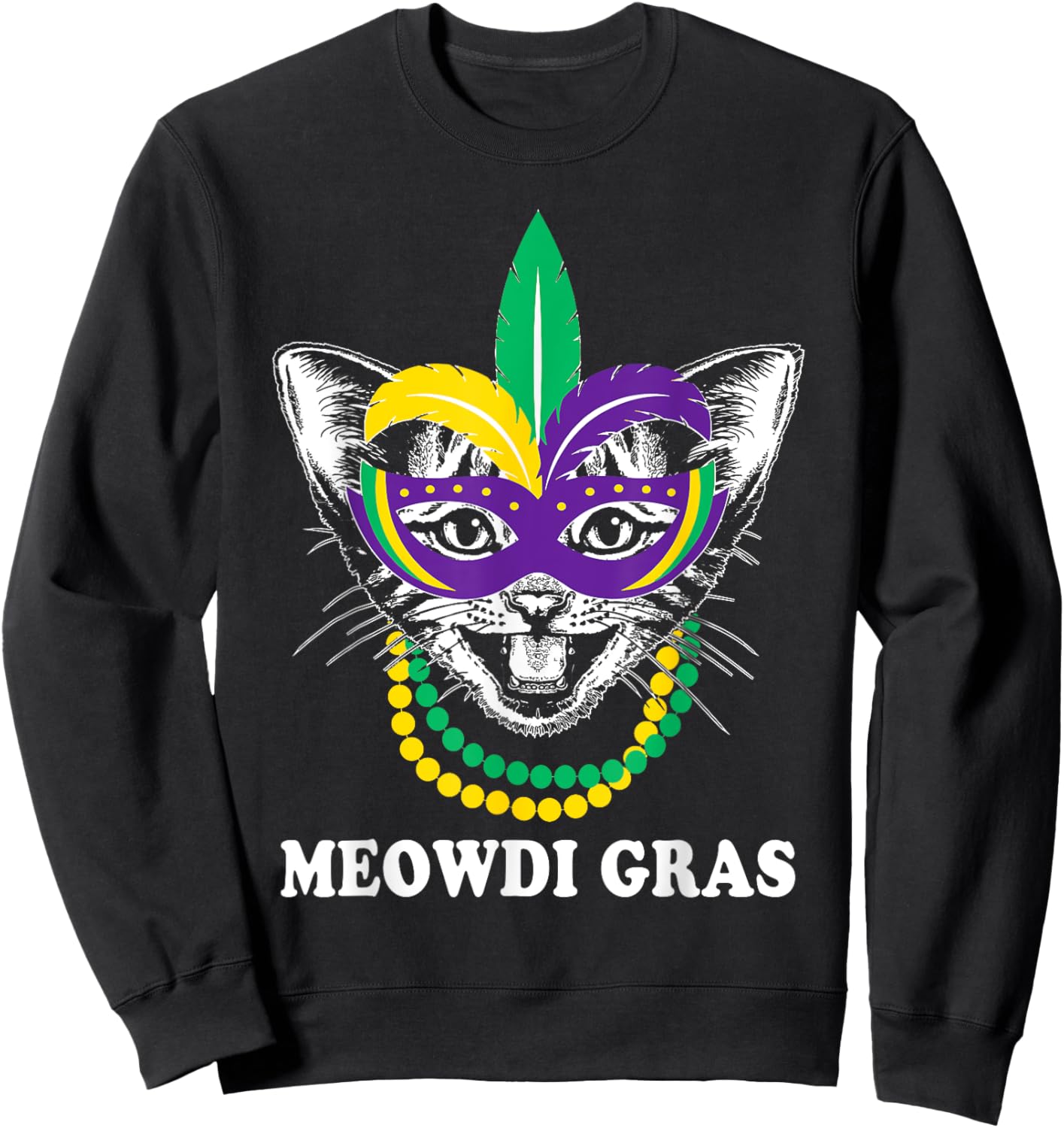 Meowdi Gras Mardi Gras Cat Lover New Orleans Louisiana USA Women Kids Sweatshirt - Sweatshirt | Black