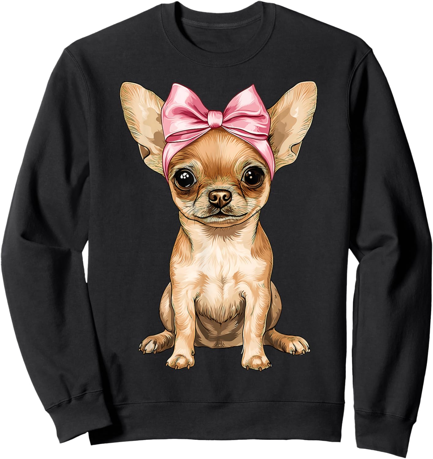 Coquette Bow Chihuahua Dog Mom Mothers Day Pink Girl Sweatshirt - Sweatshirt | Black