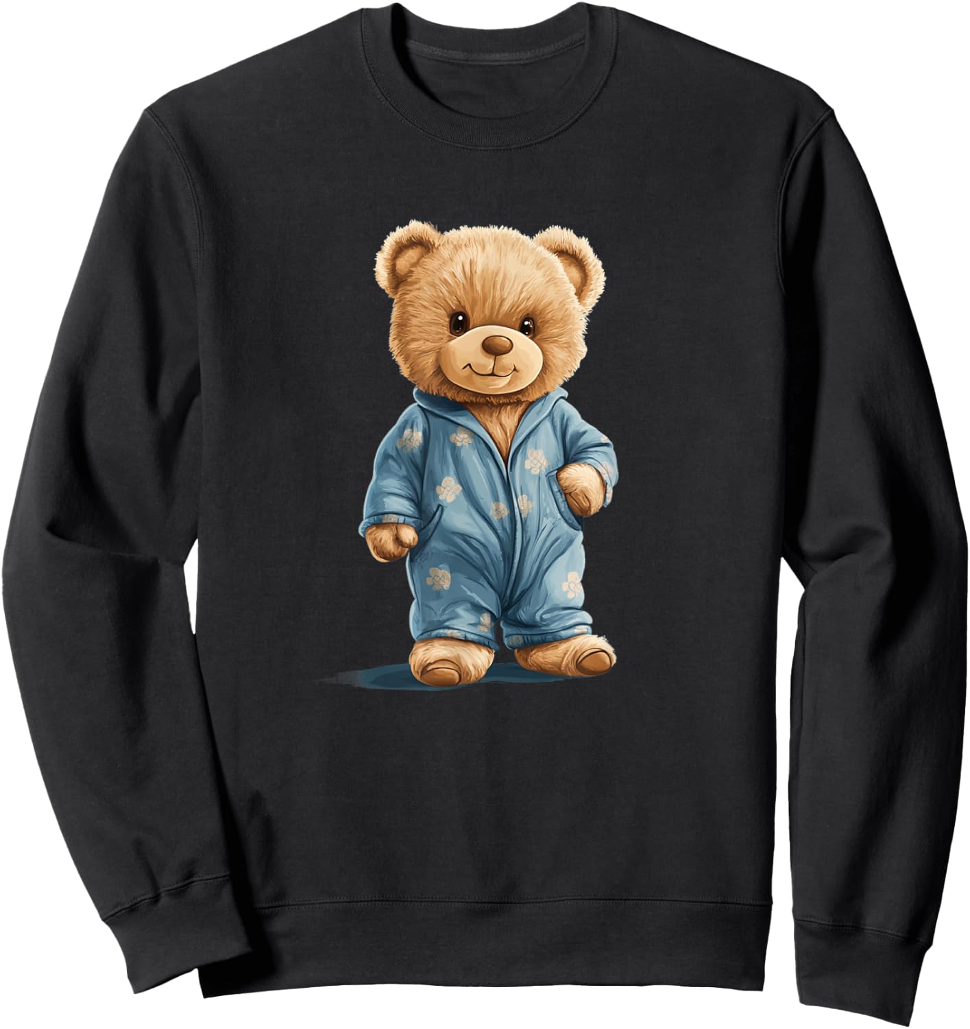Sleepy Teddy Bear in Comfy Pajamas for Boys and Girls Sweatshirt - Sweatshirt | Black