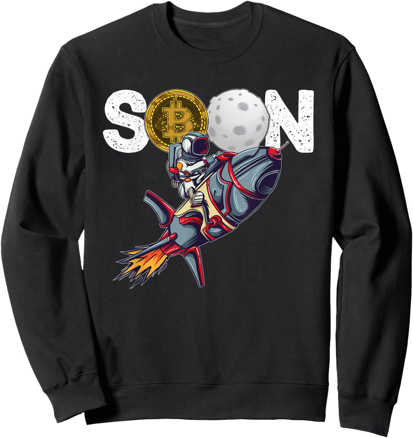 Bitcoin "SOON" To Moon Cryptocurrency HODL Funny Crypto Sweatshirt - Sweatshirt | Black