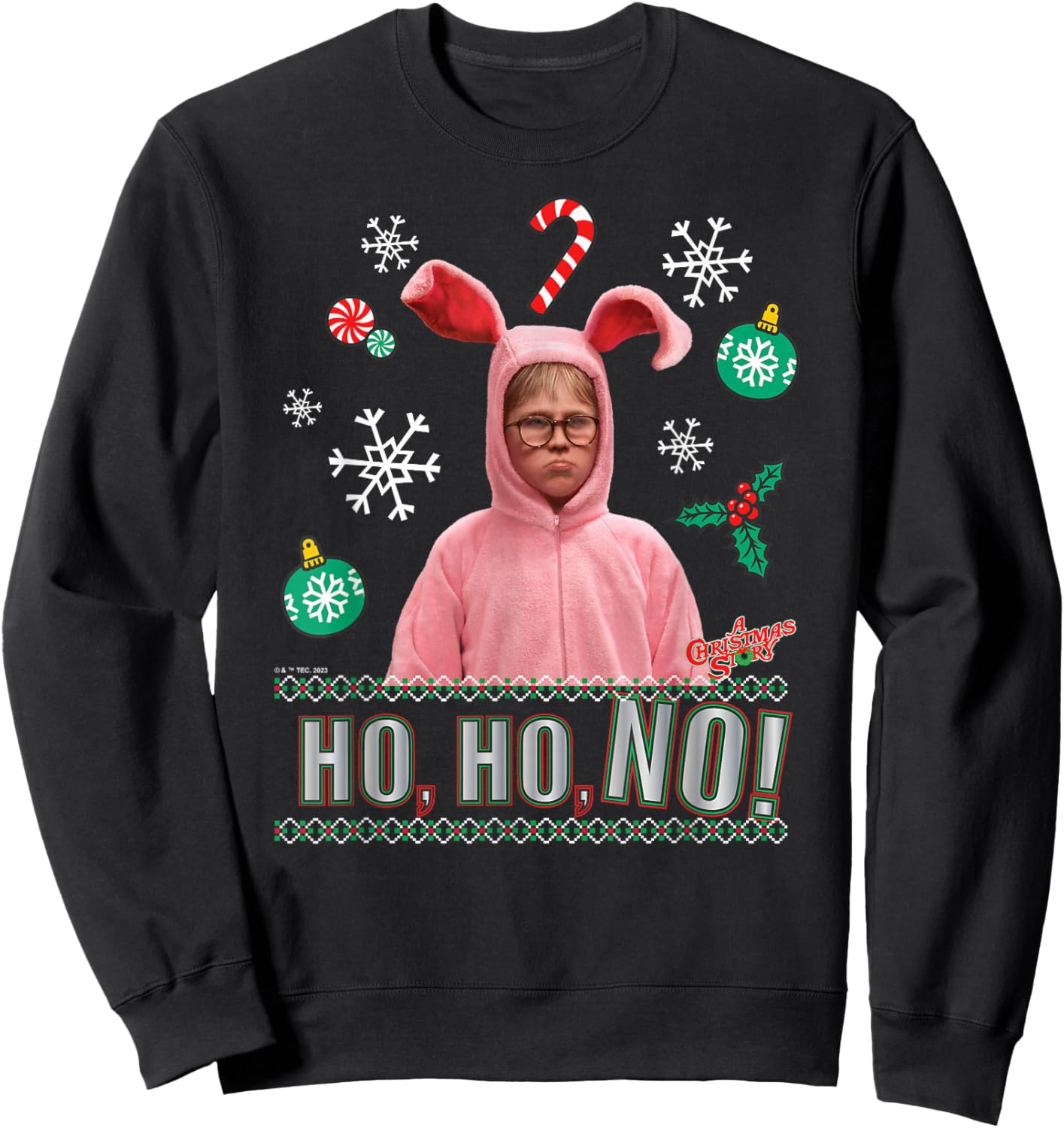 A Christmas Story - Ho Ho Ho Pink Bunny Suit Sweatshirt - Sweatshirt | Black