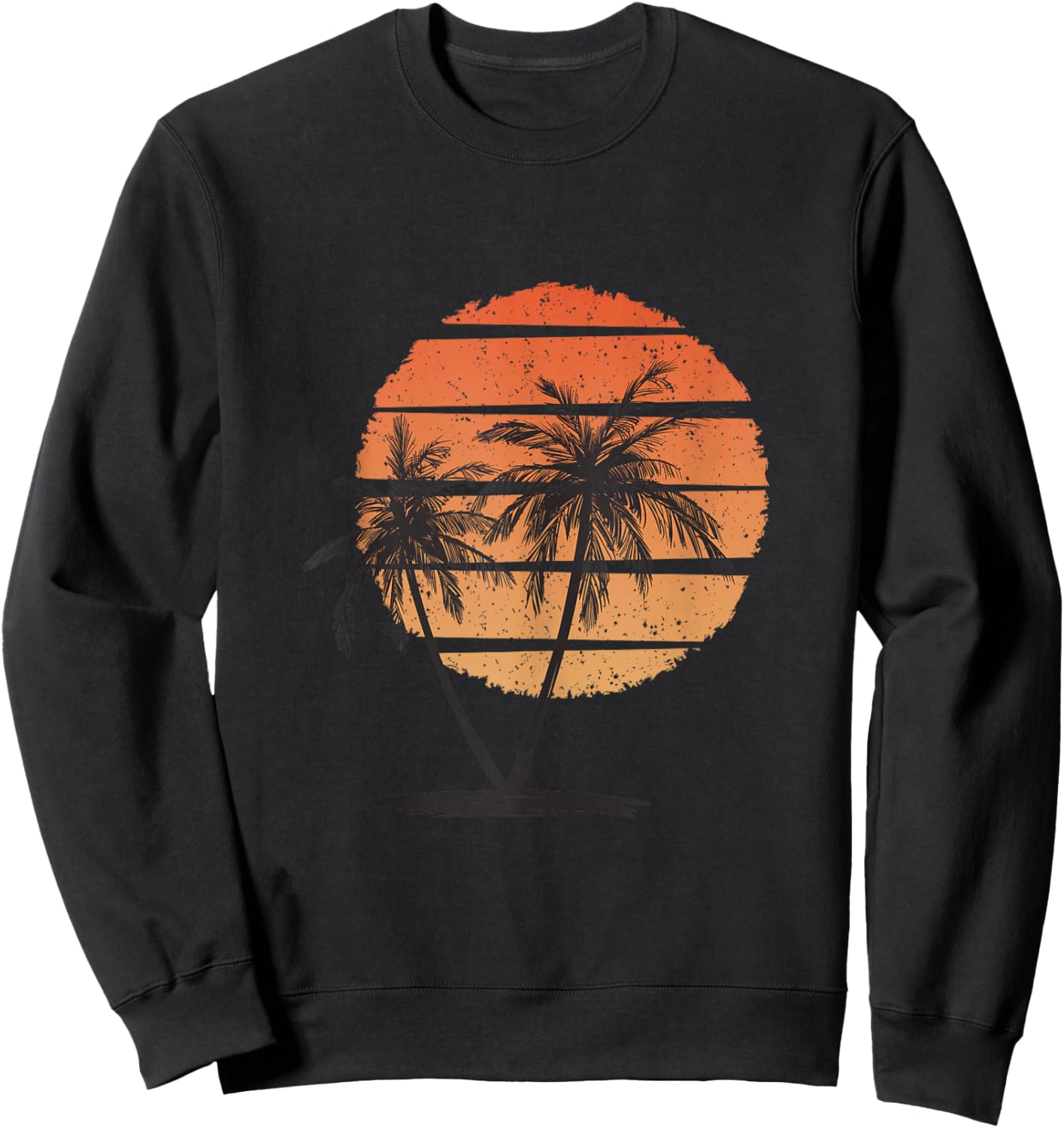 Hawaiian Palm Tree Tropical Beach Retro Vintage 70s 80s Sweatshirt - Sweatshirt | Black